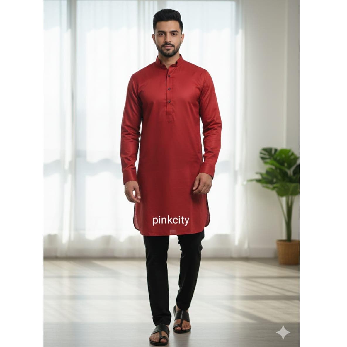 Men Maroon Kurta Pajama | Solid Cotton Kurta | Indian Ethnic Wear | Festive Wedding Outfit