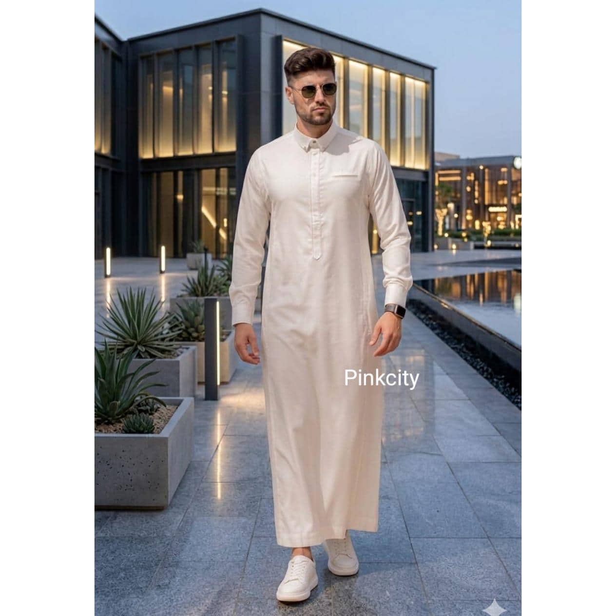 Mens White Thobe Kaftan | Luxury Islamic Jubba | Elegant Dishdasha | Minimalist Arab Robe | Wedding Wear
