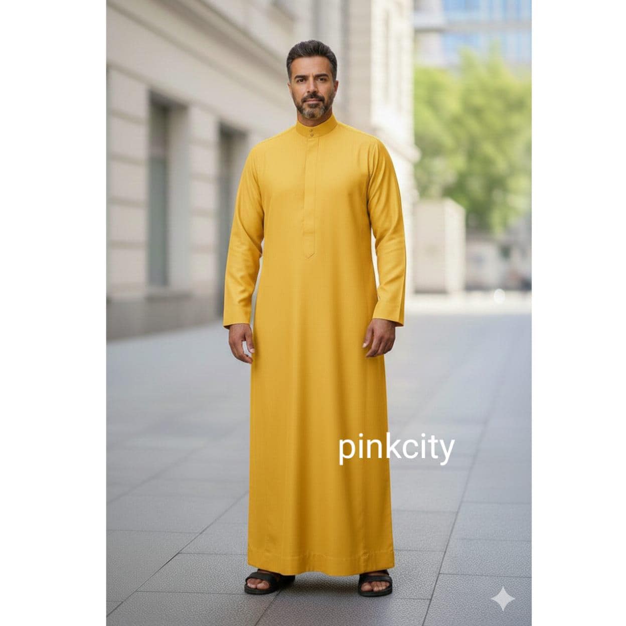 Men's Mustard Yellow Thobe | Islamic Jubba, Eid Prayer Abaya