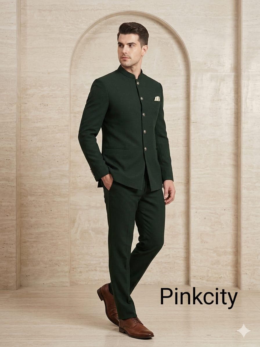 Men's Dark Green Jodhpuri Suit | Royal Bandhgala Wedding Outfit | Indo Western Ethnic Wear - image 3