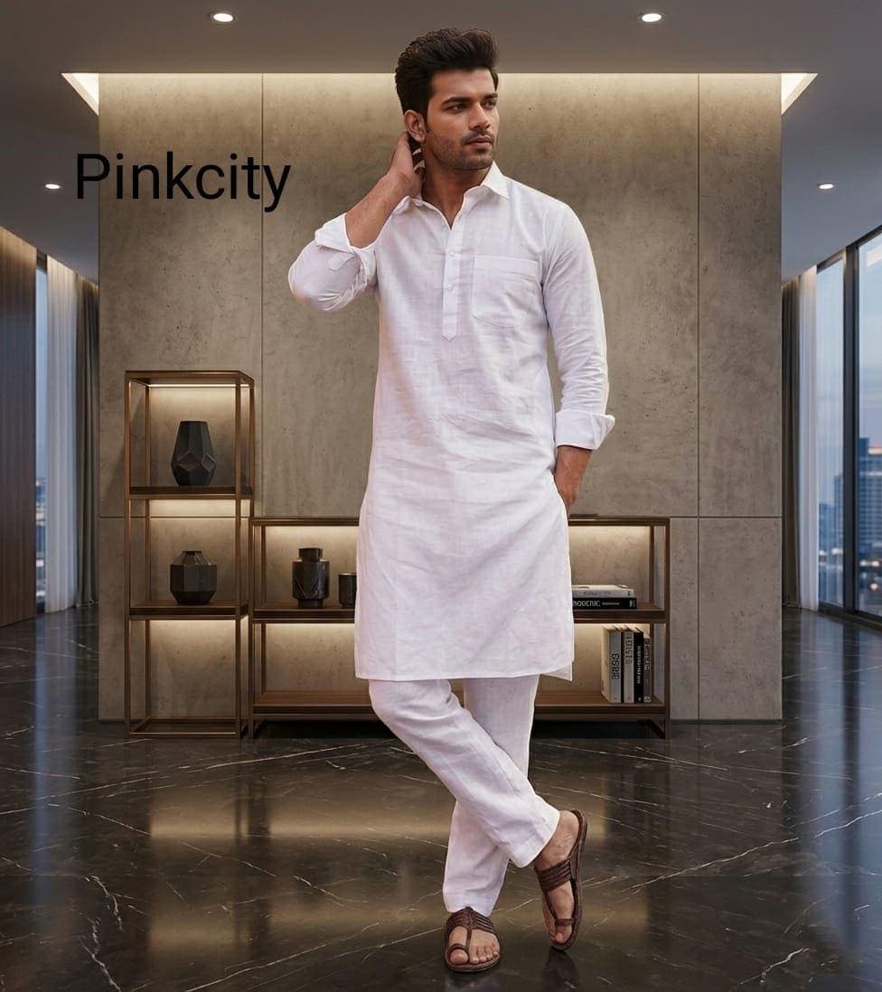Men's White Cotton Kurta Pajama Set | Traditional Pakistani Eid Wedding Wear - image 3