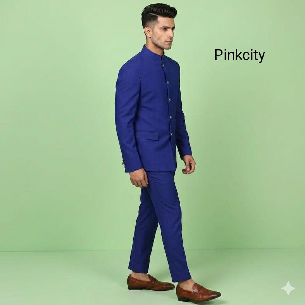 Royal Blue Jodhpuri Suit for Men | Bandhgala Prince Coat Wedding Outfit - image 3