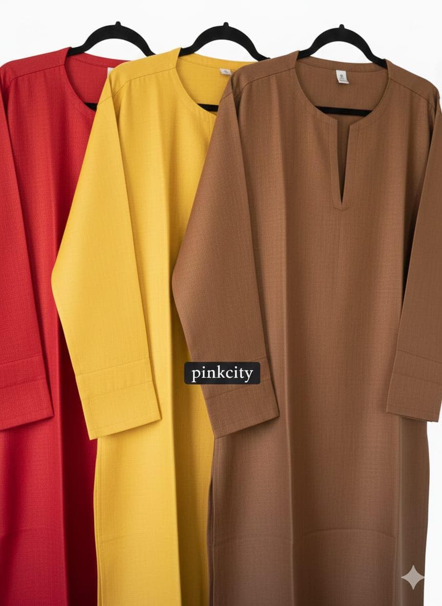 Men Solid Color Kaftan | Long Relaxed Fit Thobe Style Dress | Islamic Wear | Comfortable EverydayWear - image 3