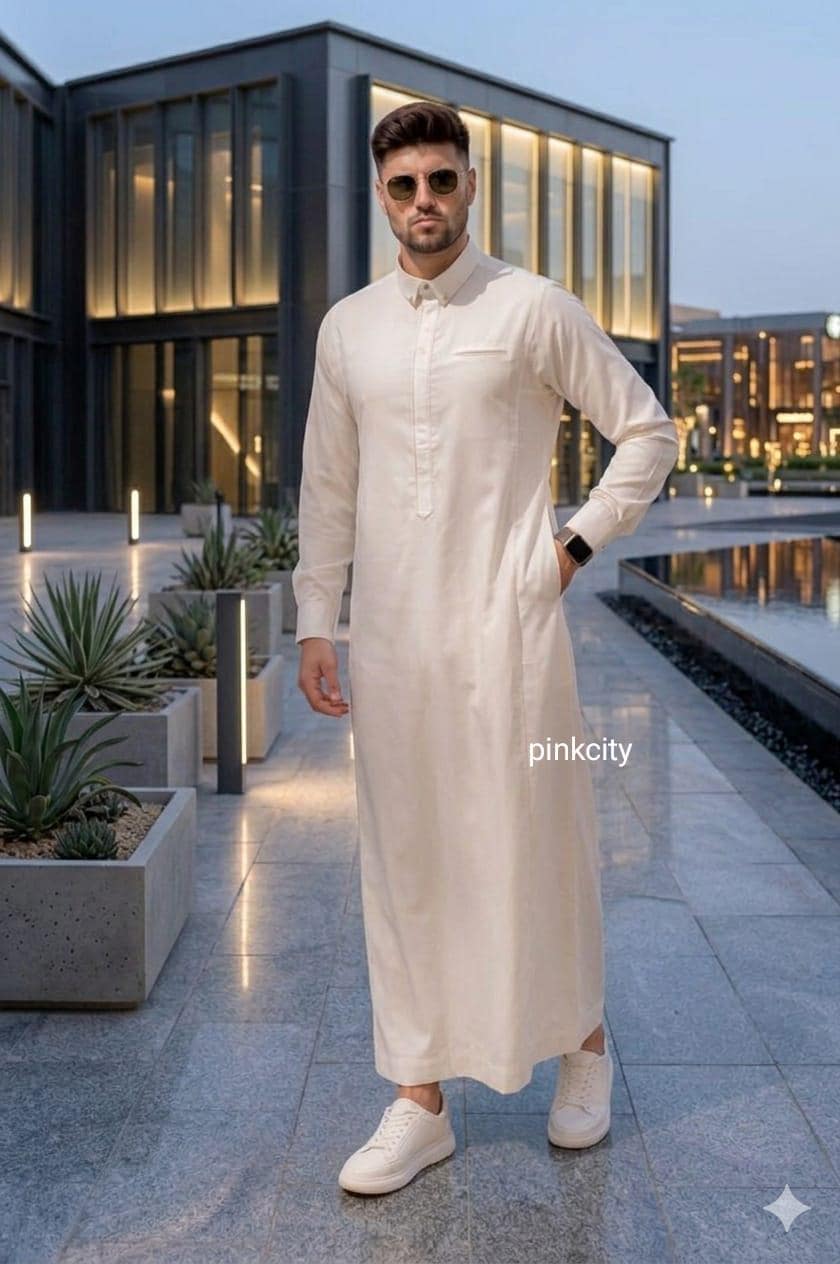 Mens White Thobe Kaftan | Luxury Islamic Jubba | Elegant Dishdasha | Minimalist Arab Robe | Wedding Wear - image 4