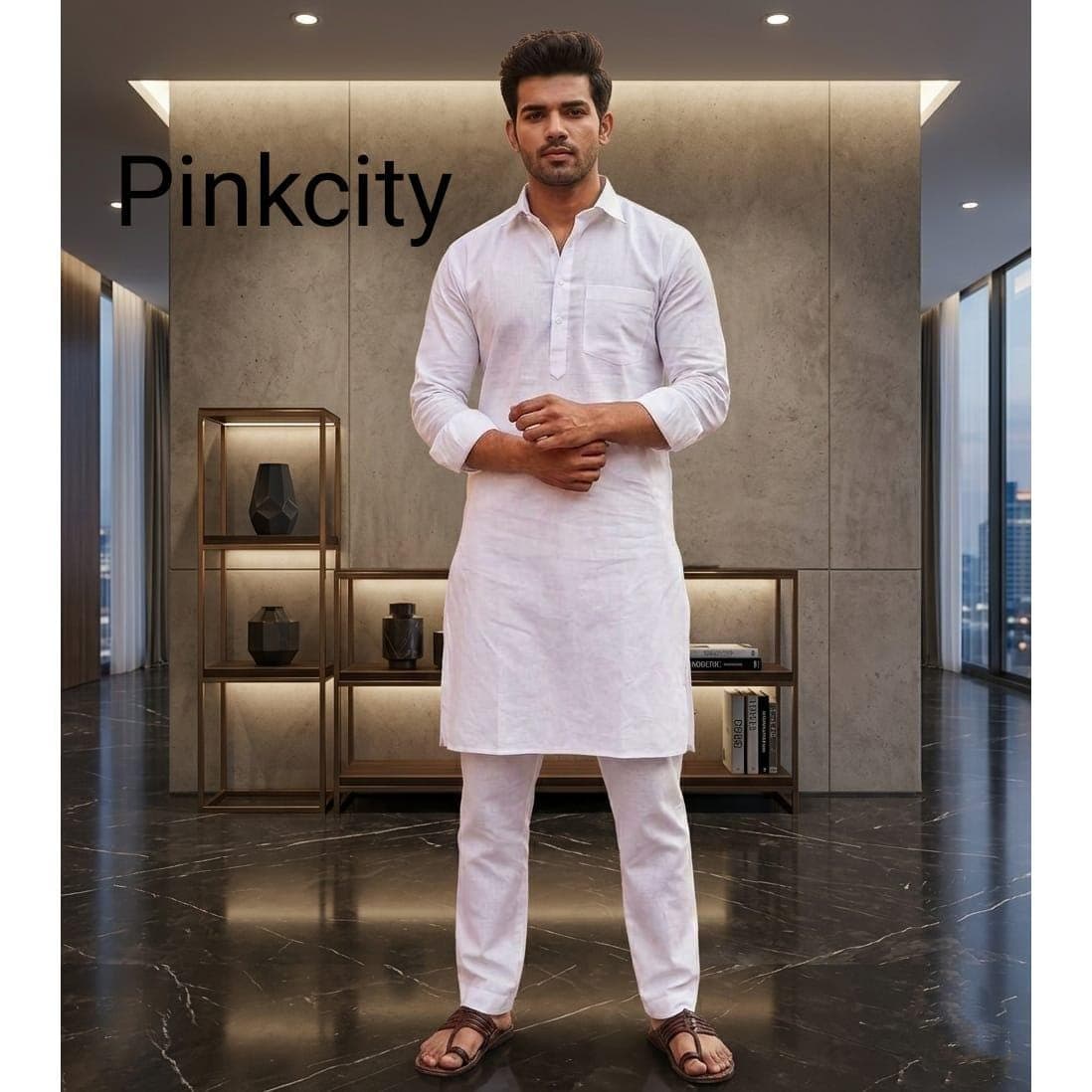 Men's White Cotton Kurta Pajama Set | Traditional Pakistani Eid Wedding Wear