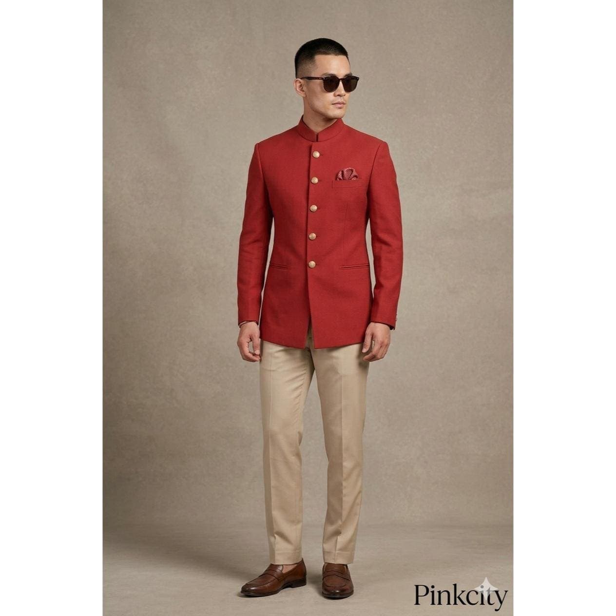 Men's Red Jodhpuri Suit | Bandhgala Wedding Groom Indian Ethnic Wear Jacket Set