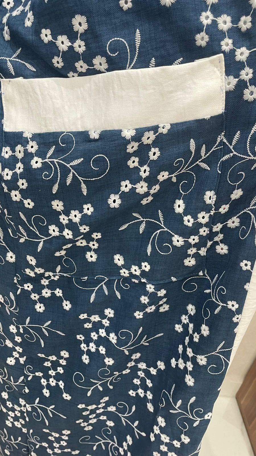 Blue Floral Kimono Abaya | Modest Open Front Duster | Handmade Tunisian Layering Piece - image 4