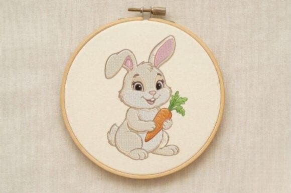 Bunny Carrot Embroidery Design | Kawaii Rabbit Hand Stitch Pattern (Digital Download)