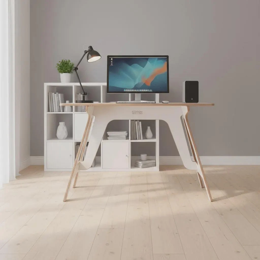 Modern Plywood Computer Desk, CNC Router Furniture, Flat-Pack Design (Digital Download) - image 5