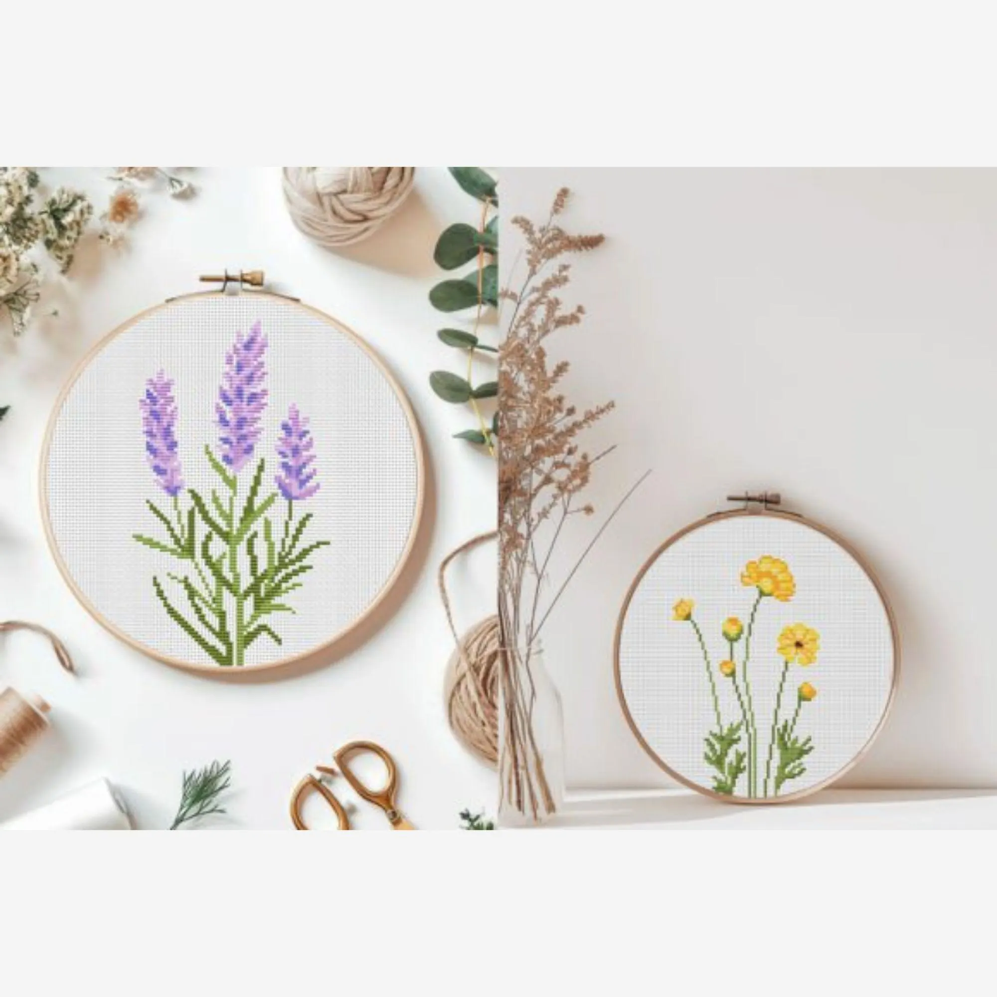 5 Wildflower Cross Stitch Patterns | Beginner Floral Embroidery PDF Download - image 4