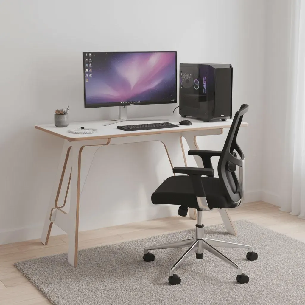 Modern Plywood Computer Desk, CNC Router Furniture, Flat-Pack Design (Digital Download) - image 2