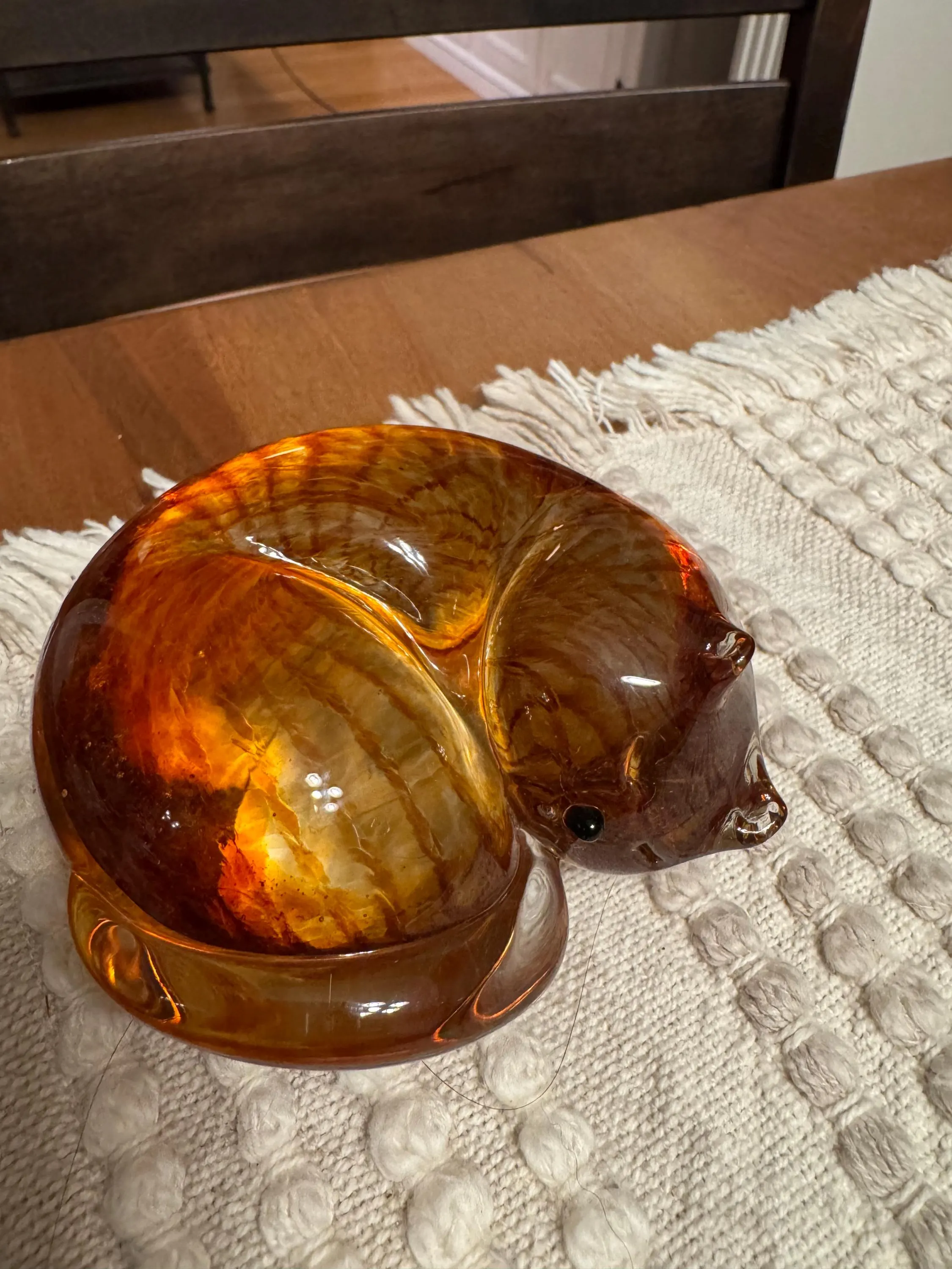 Vintage Lenox Amber Crystal Sleeping Cat Figurine Handcrafted in Taiwan - image 5