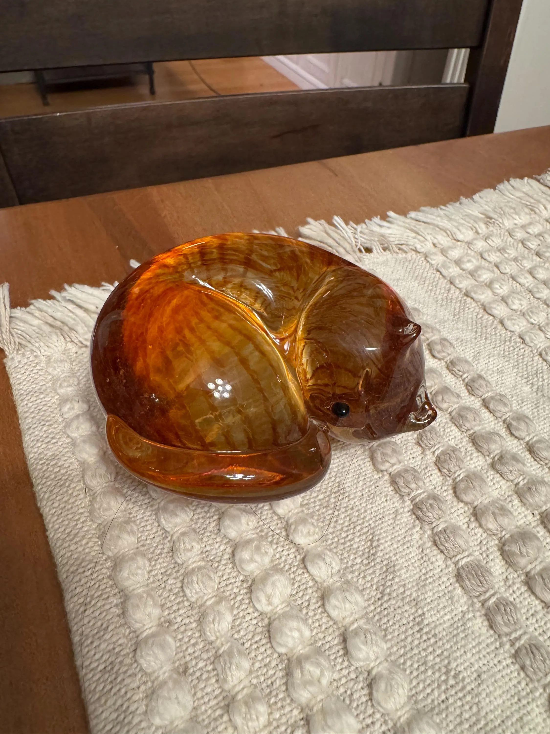 Vintage Lenox Amber Crystal Sleeping Cat Figurine Handcrafted in Taiwan - image 4
