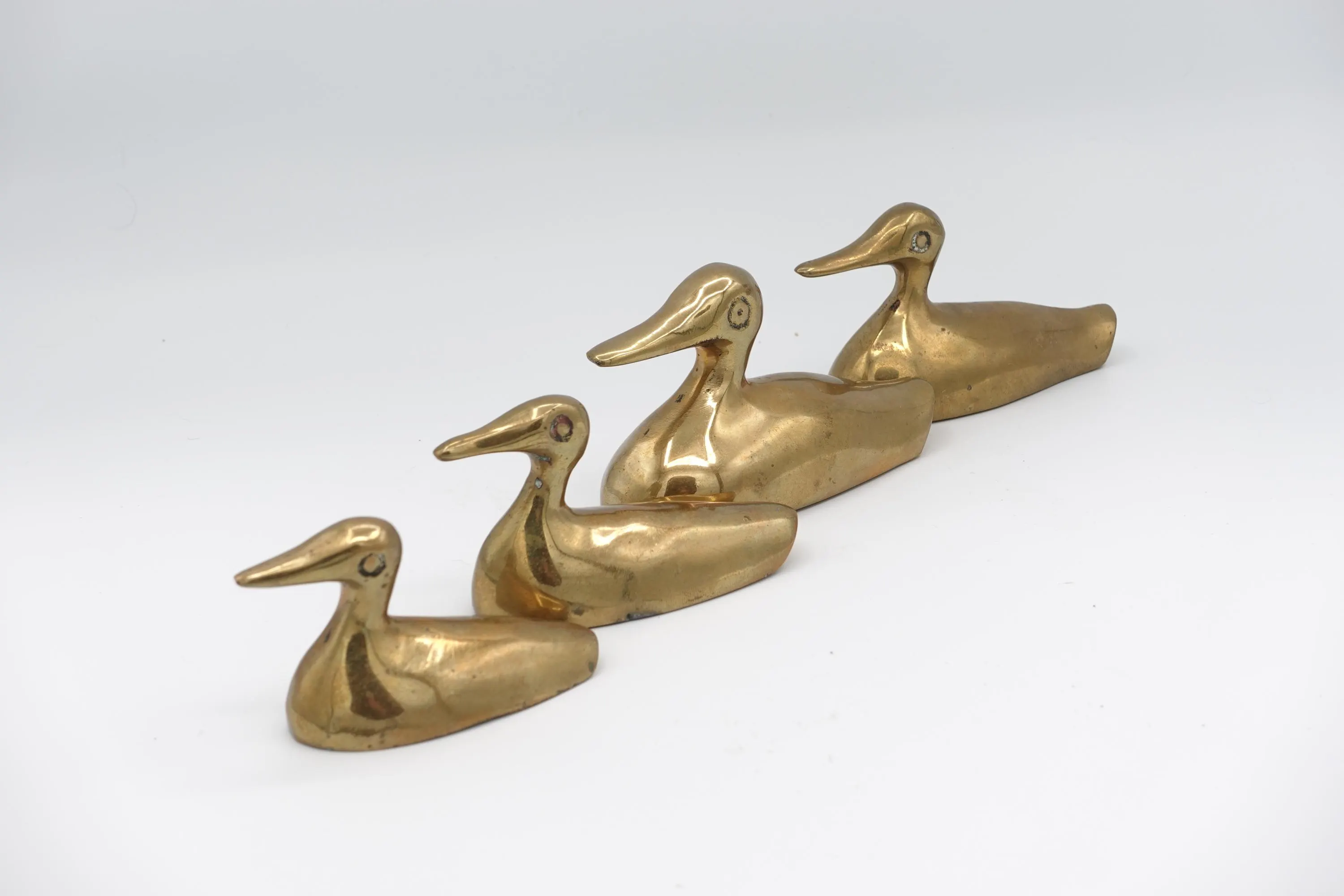 Vintage Brass Duck Family Set of 4 | Graduated Brass Ducks | Handcrafted Korea | Mid Century Brass Animal Decor - image 3