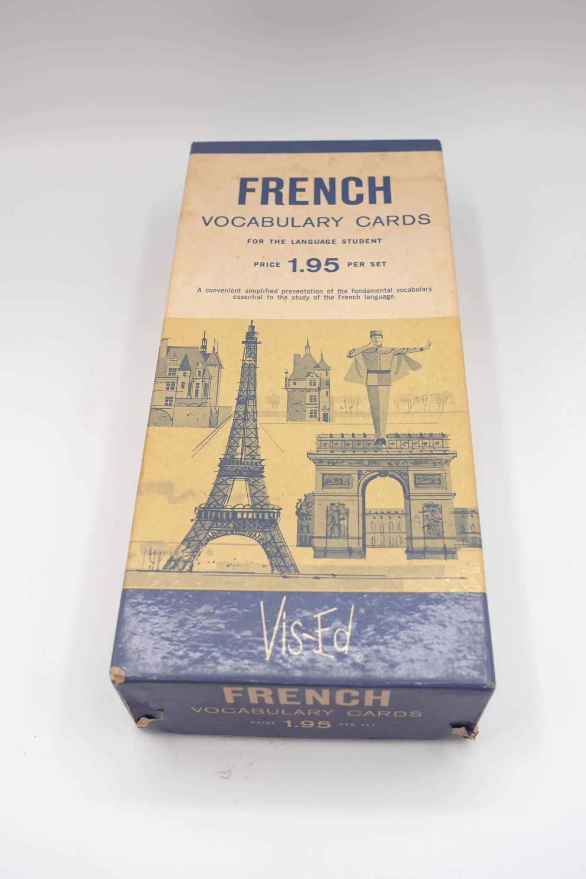 Vintage Vis-Ed French Vocabulary Cards Original Box French Flash Cards Language Learning Ephemera Dayton Ohio