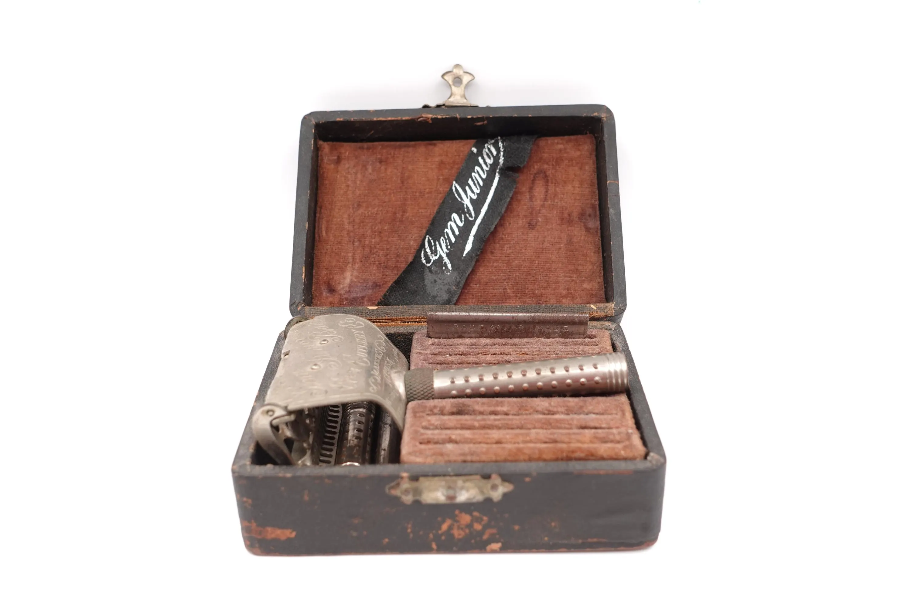 Antique GEM Junior Bar Safety Razor Set Original Case Gem Cutlery Co New York Early 1900s Shaving Collectible - image 5