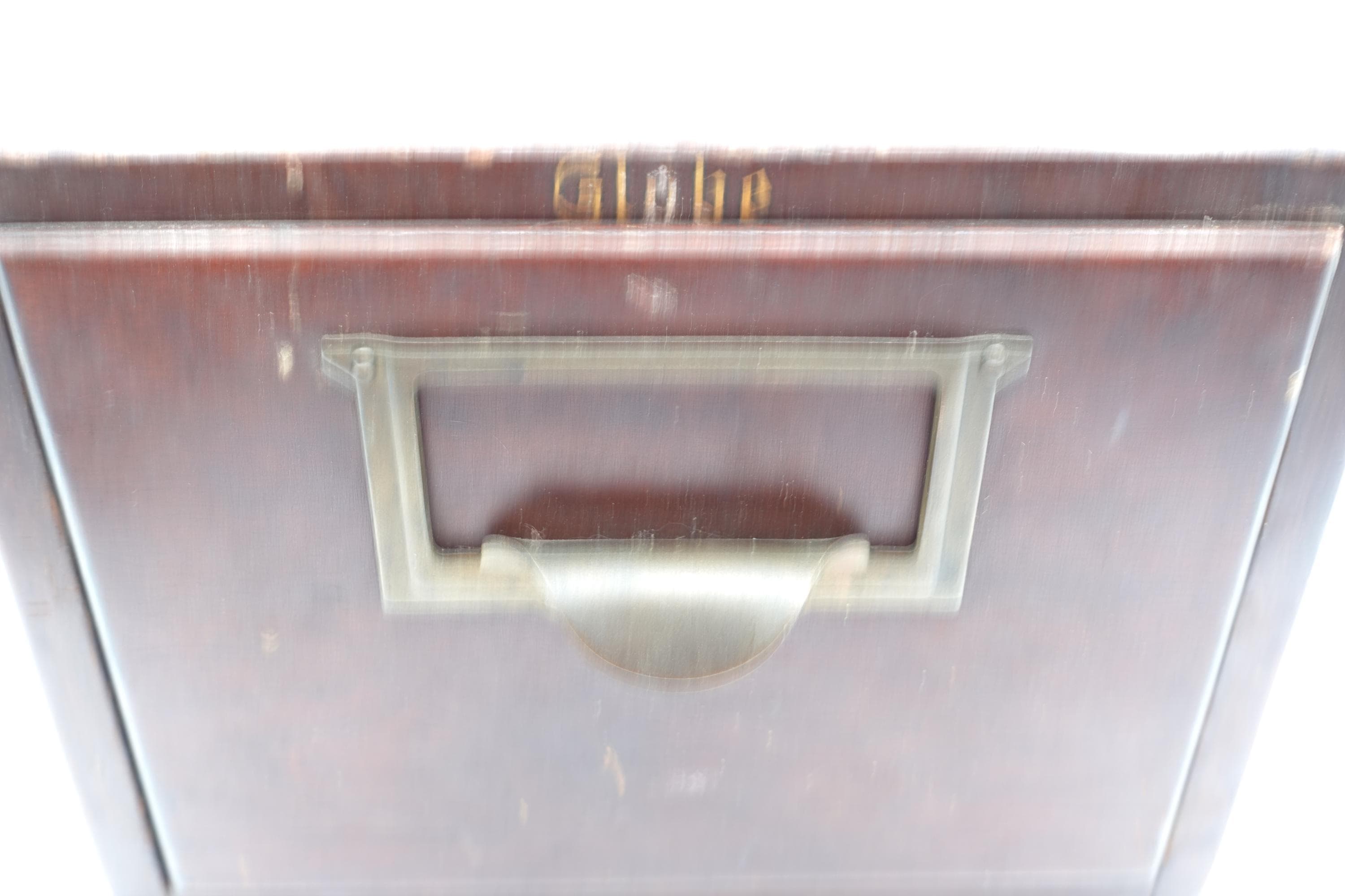 Antique Globe Wood Card Index File Drawer Vintage Oak Card Catalog Office Storage Brass Pull - image 5
