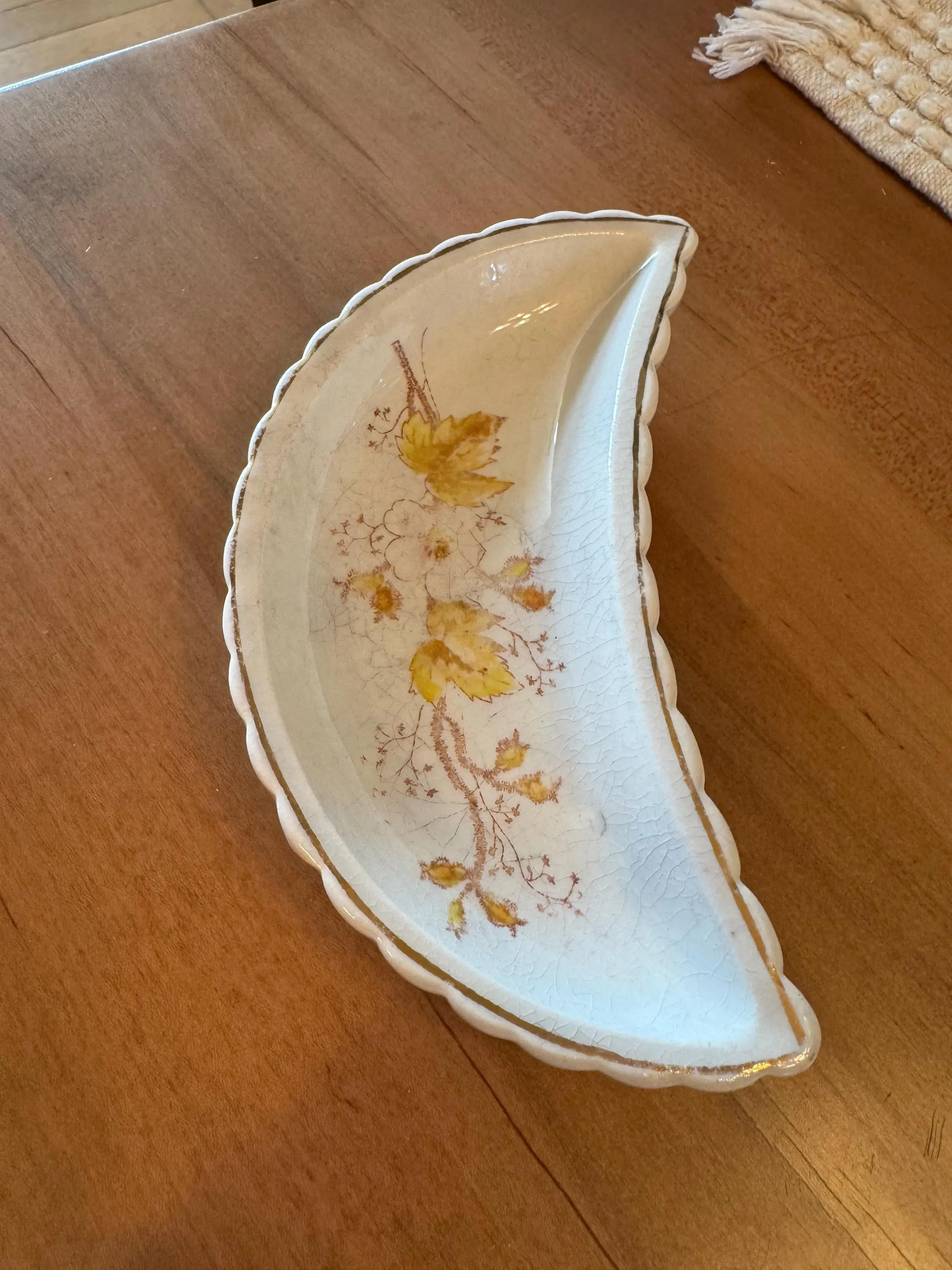 Antique Porcelain Bone Dish with Florals and Gold Trim - image 5