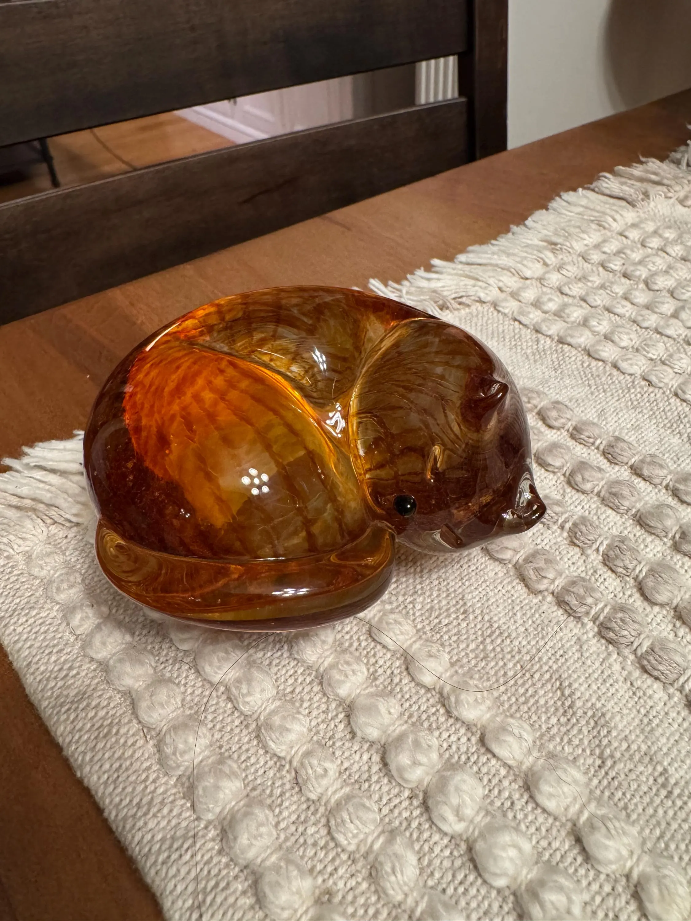 Vintage Lenox Amber Crystal Sleeping Cat Figurine Handcrafted in Taiwan - image 3
