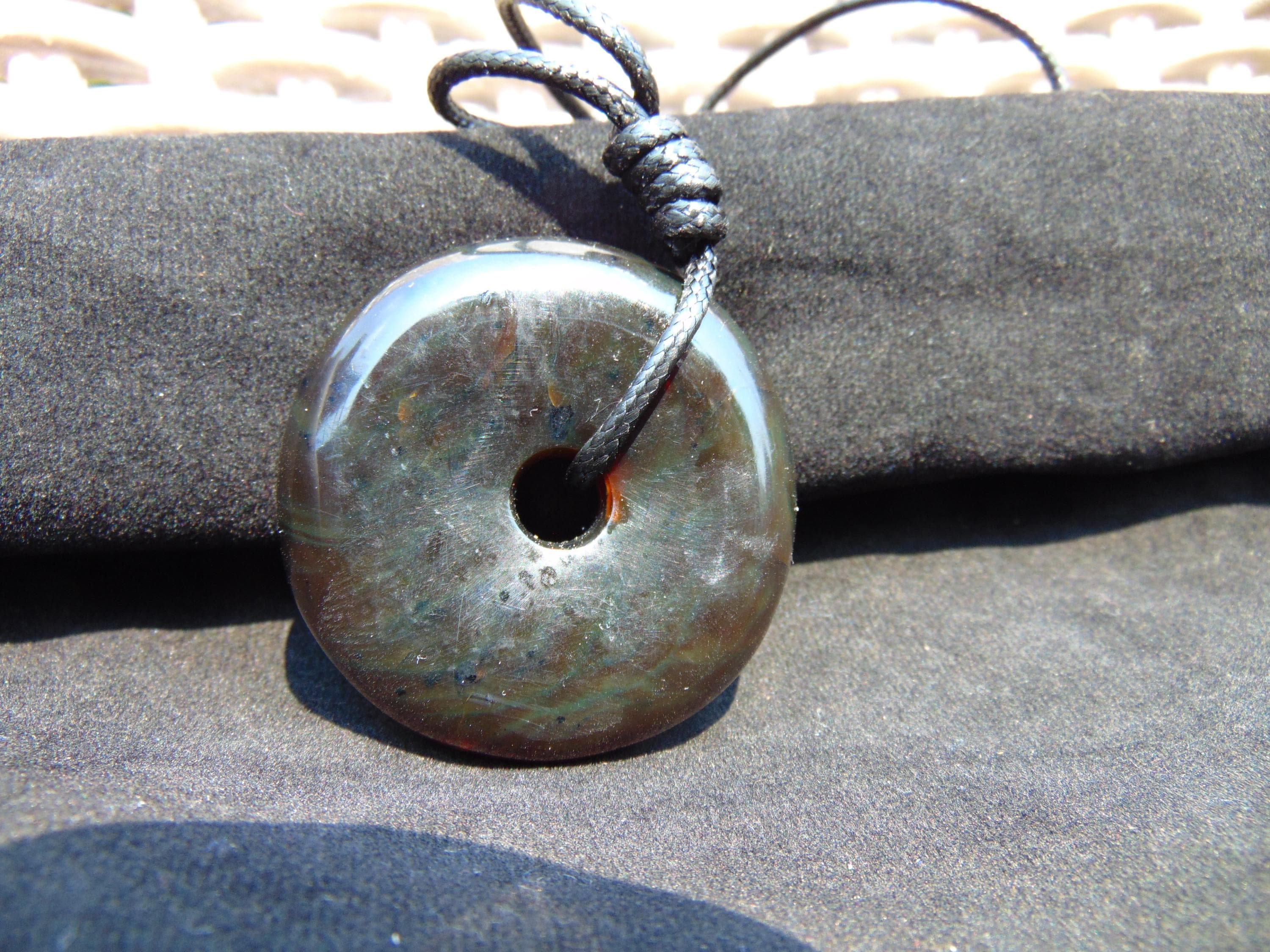 Indonesian Dark Green Amber Donut Pendant Indonesia 21 gram –  A39 - image 3