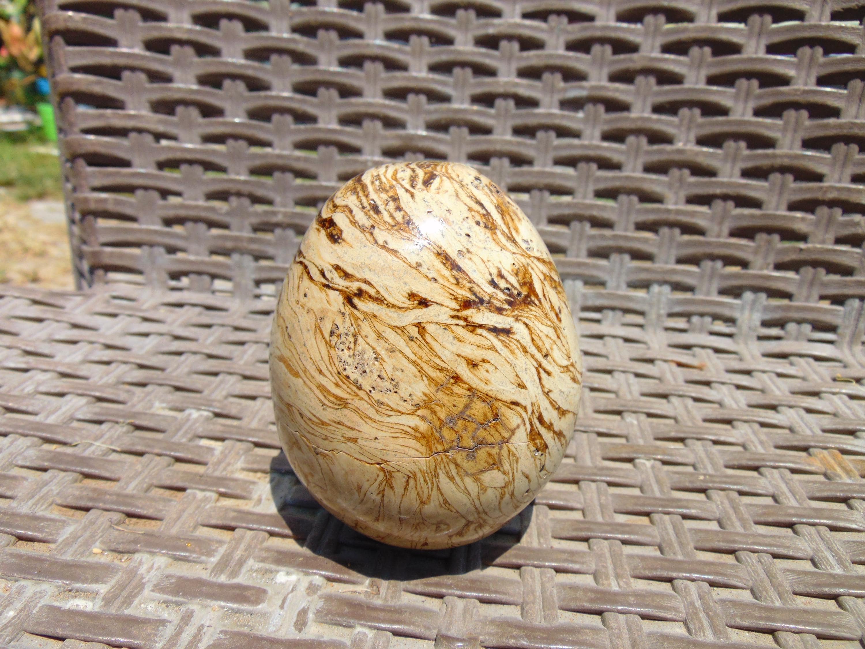 195 gr Indonesia Aromatic Perfumed Yellow Amber Egg - 80x66 mm, Natural Stone Egg, Unique Home & Altar Decor 26EX5 - image 4