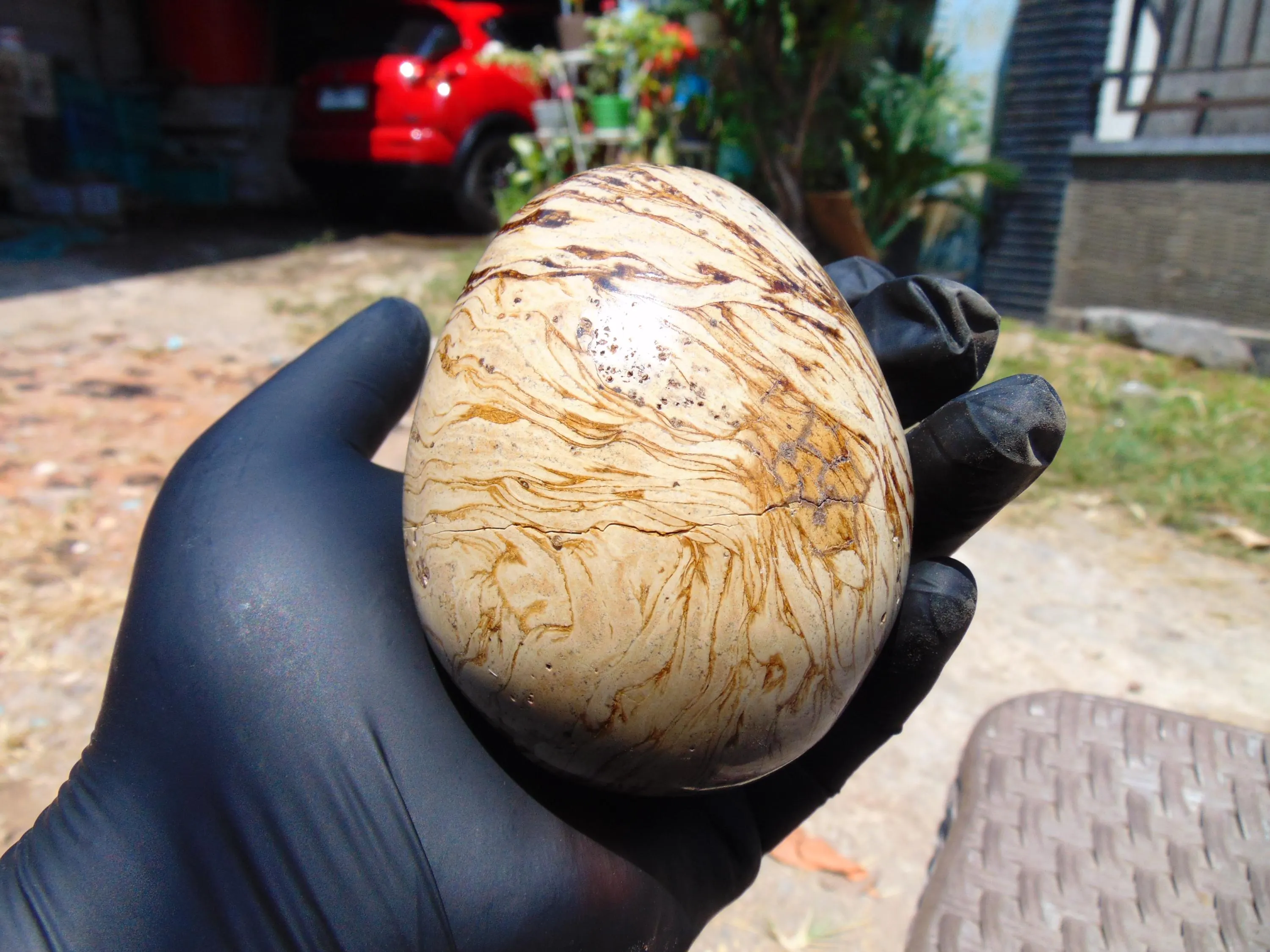 195 gr Indonesia Aromatic Perfumed Yellow Amber Egg - 80x66 mm, Natural Stone Egg, Unique Home & Altar Decor 26EX5 - image 3