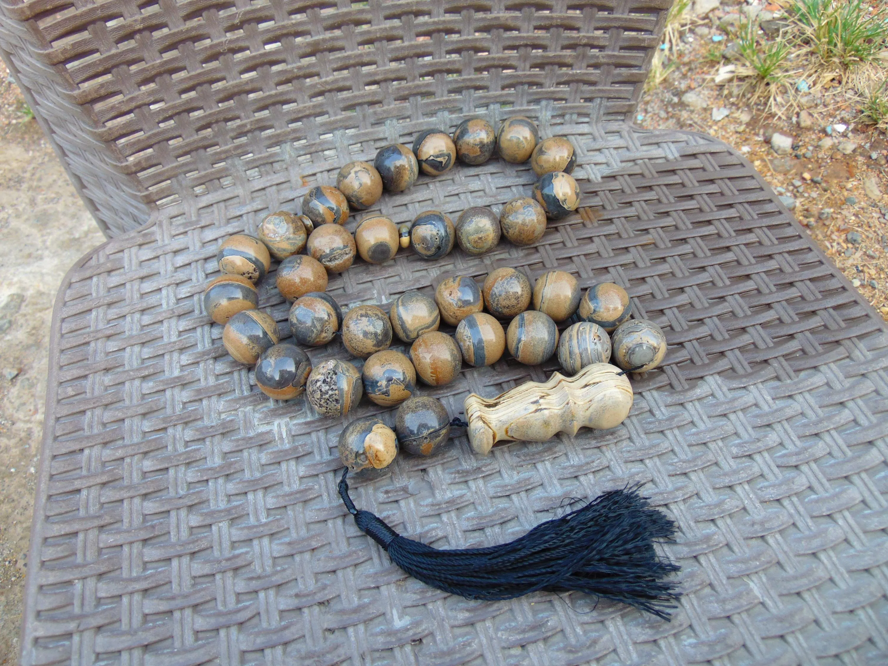 350 gram Natural Indonesian Dark Cream Amber Rosary Tasbih Komboloi – 33+2 Prayer 25 mm  , Meditation Jewelry  26TBX5 - image 4