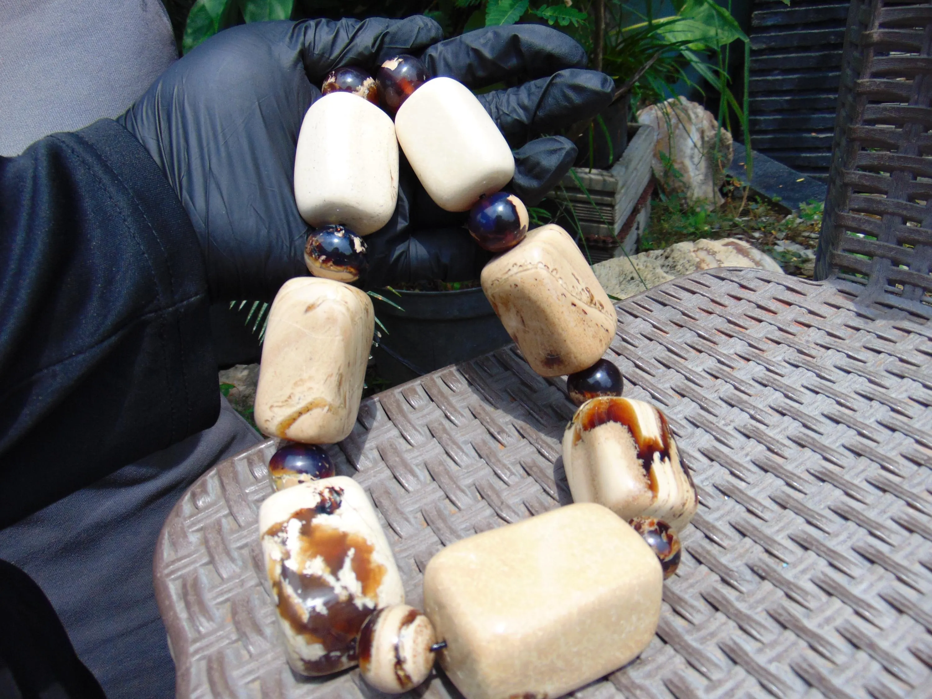 Genuine Natural Indonesian white Amber 11 Big Square Beads Pendant 314 gr – AWKK2 - image 5