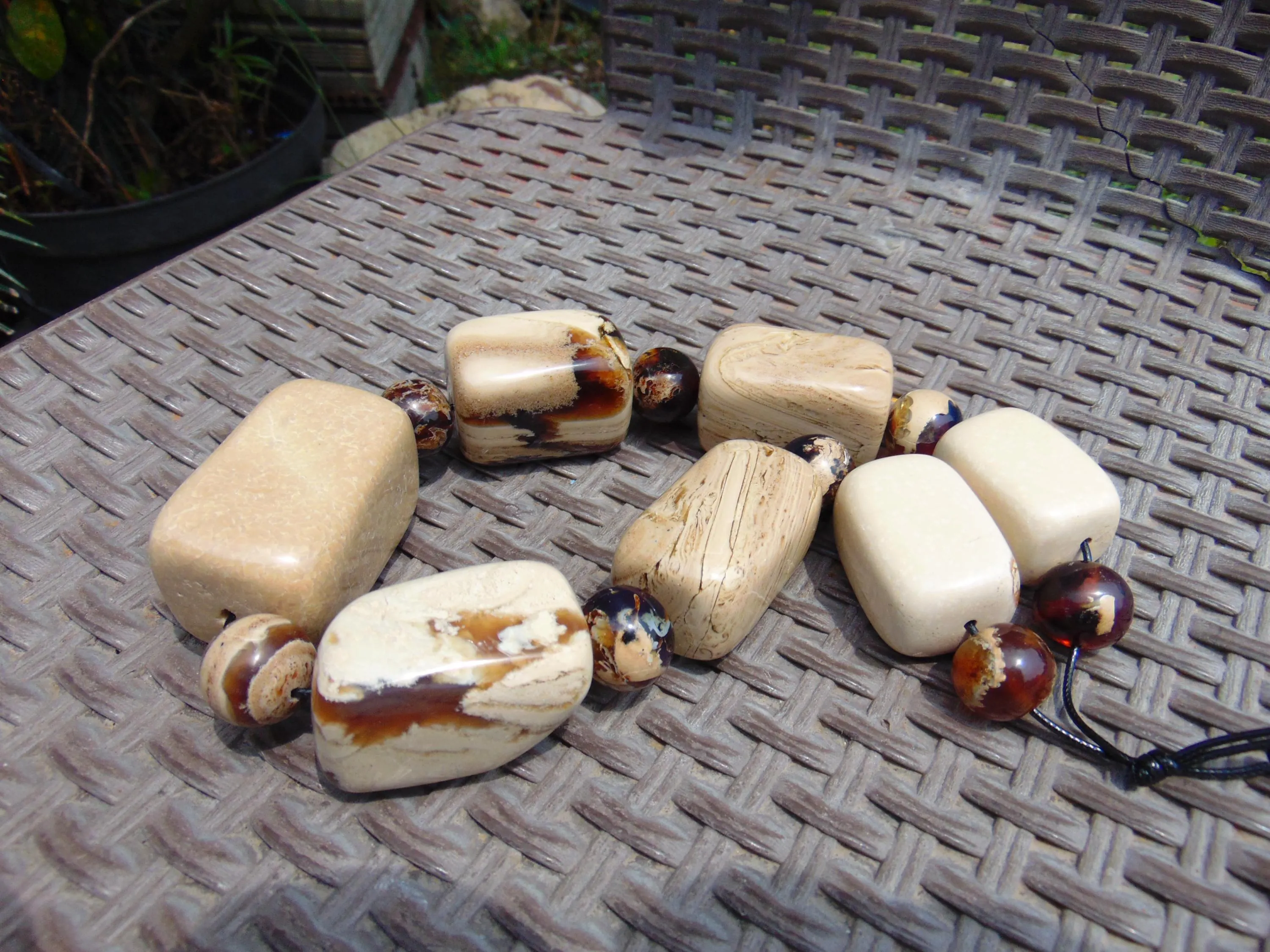 Genuine Natural Indonesian white Amber 11 Big Square Beads Pendant 314 gr – AWKK2 - image 4