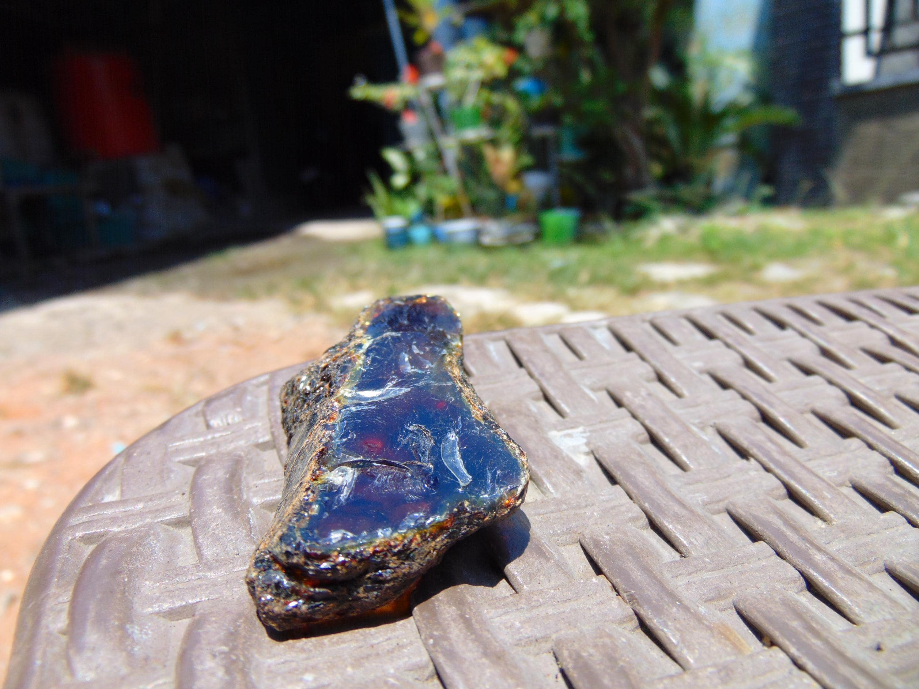 19 gram Rough Raw Indonesian Crystal Blue Amber 26RBX90 60x25x11
