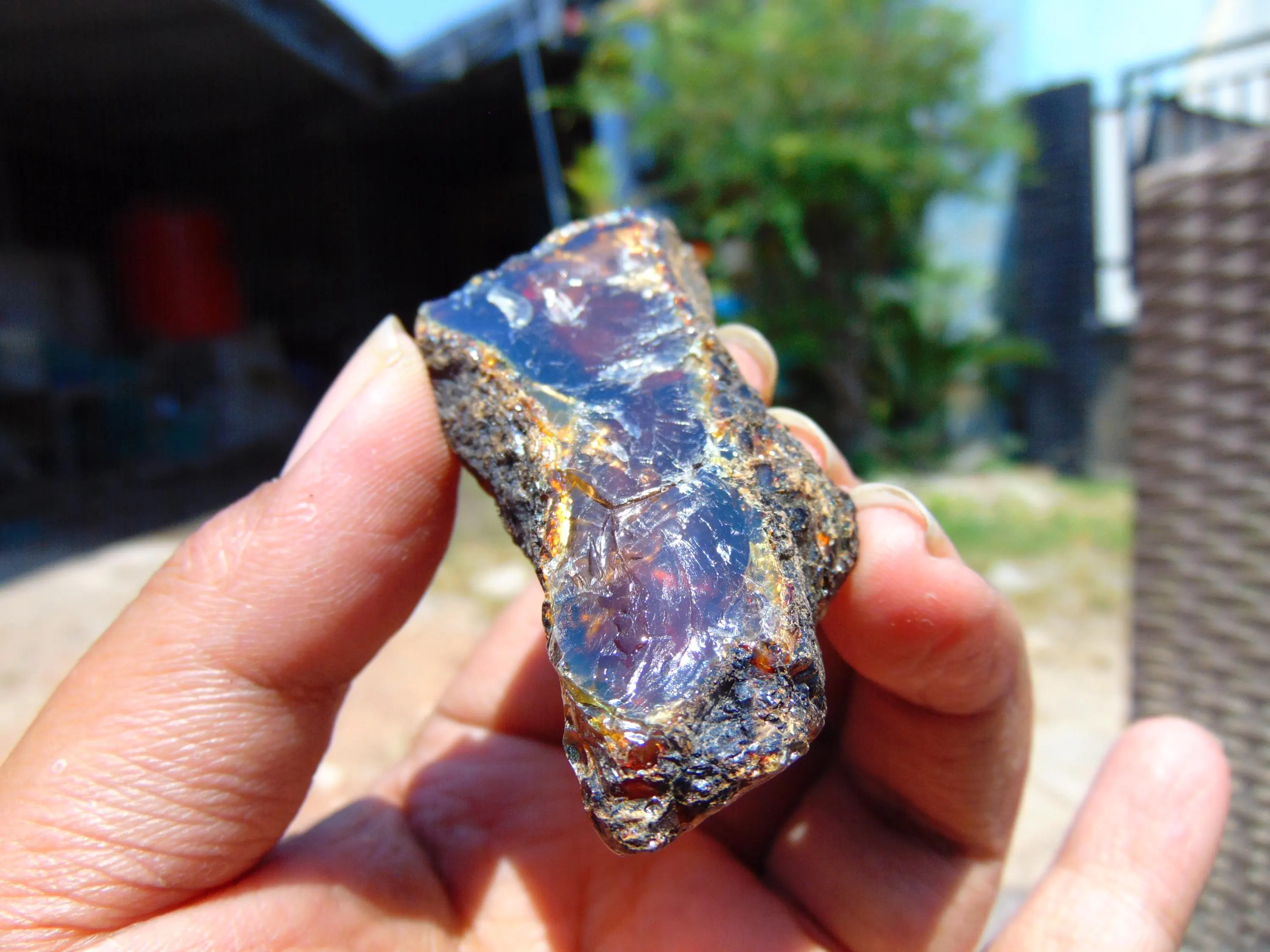 19 gram Rough Raw Indonesian Crystal Blue Amber  26RBX90 60x25x11 - image 3