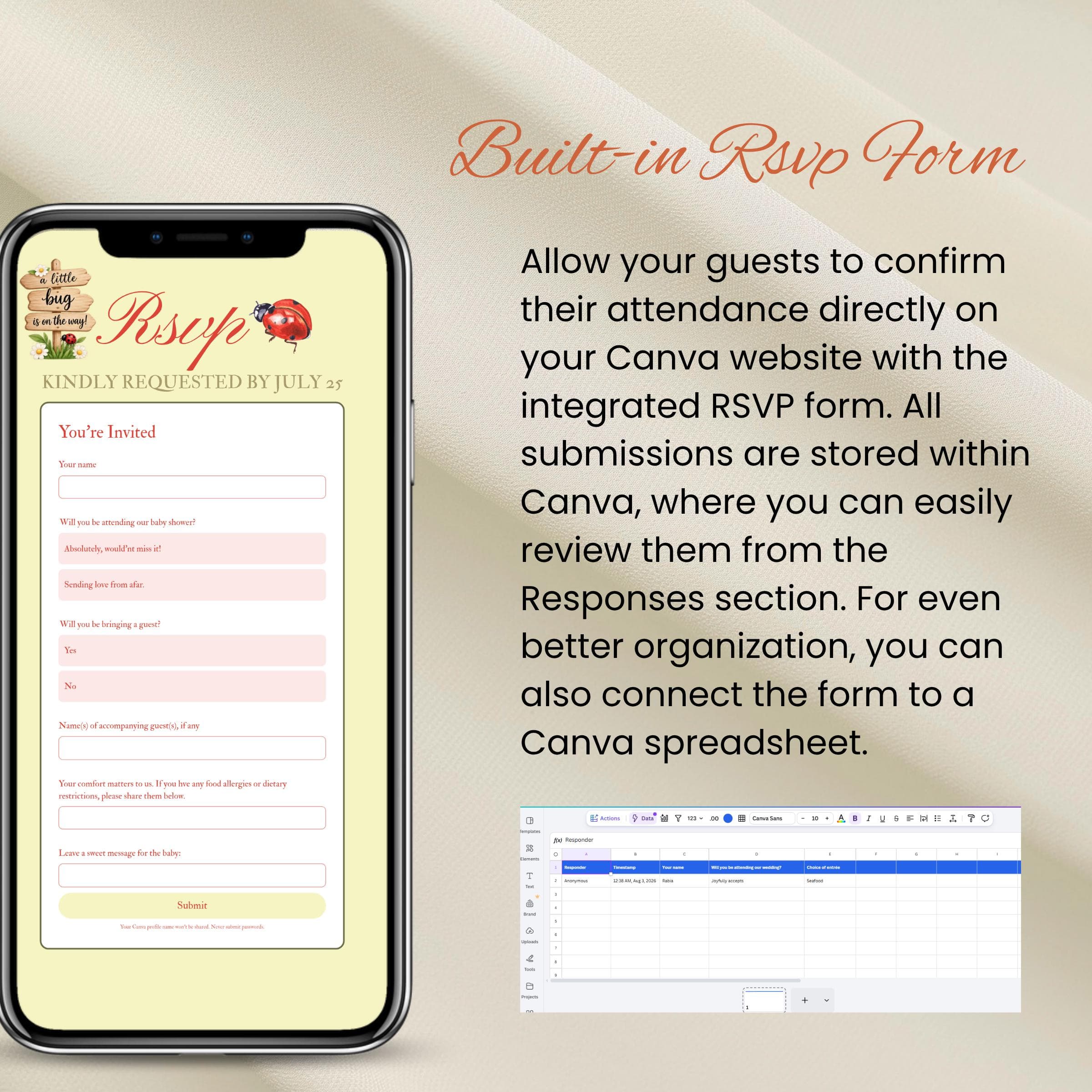 Love Bug Baby Shower Website Template, Editable Canva Invitation with RSVP, Animated Ladybug Invite, Countdown & Registry - image 5