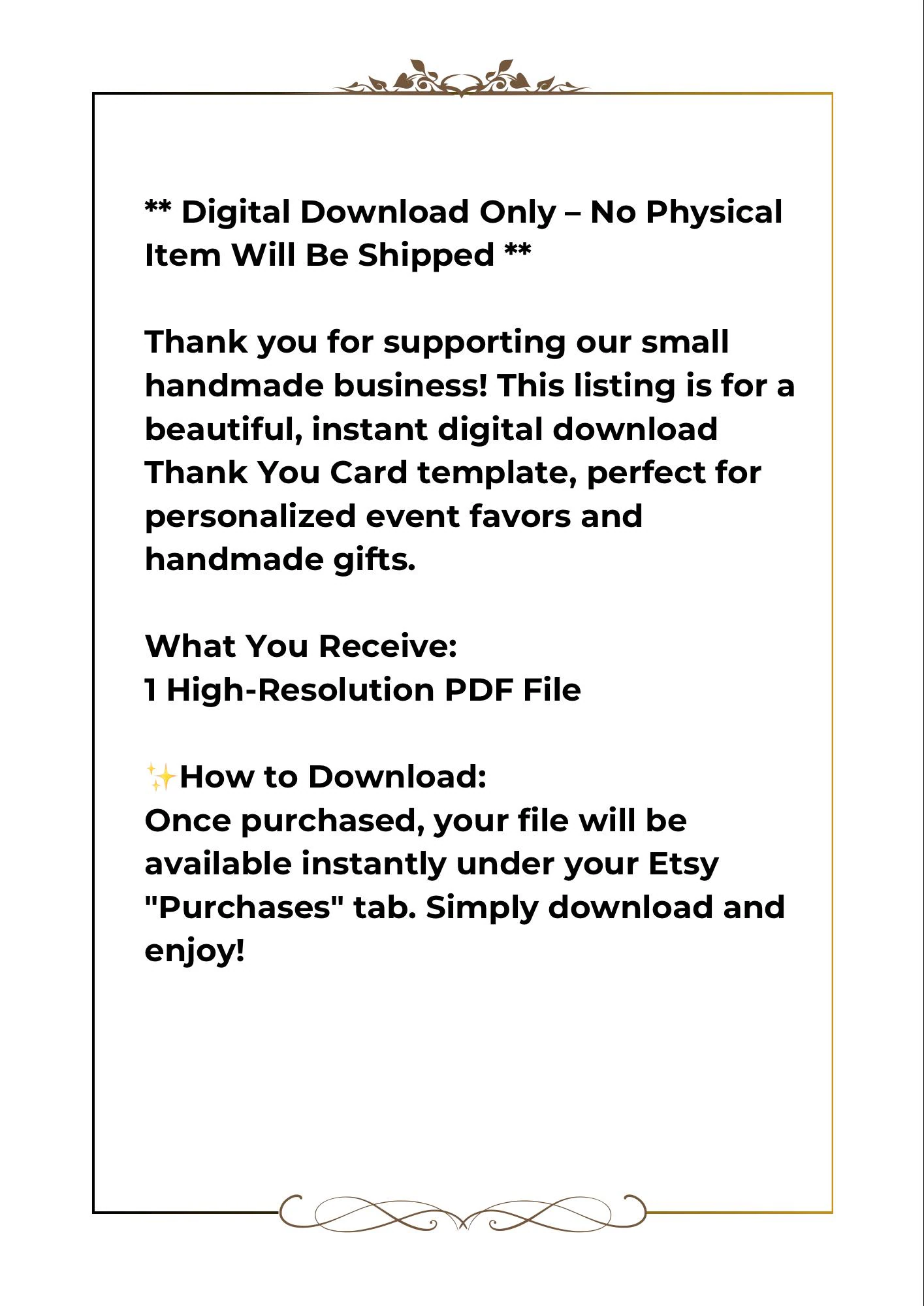 Small Business Thank You Card, Printable Thank You Card, Digital Download - image 4