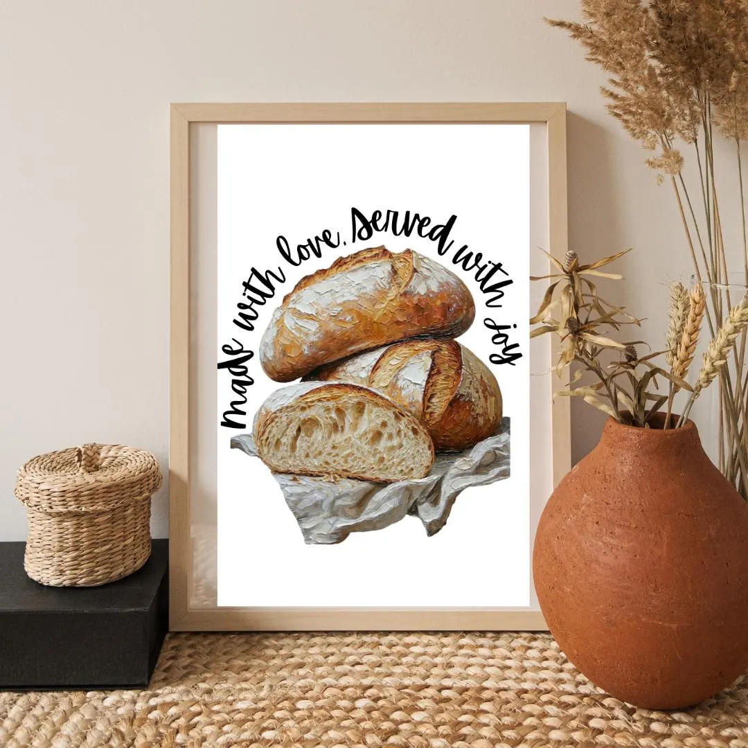 Made With Love, Served With Joy | Kitchen Wall Art | Impasto Style Print | Digital Download | A4 Printable Kitchen Quote Decor - image 3