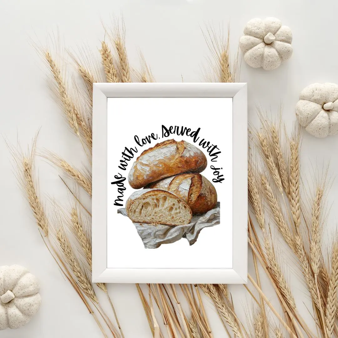 Made With Love, Served With Joy | Kitchen Wall Art | Impasto Style Print | Digital Download | A4 Printable Kitchen Quote Decor - image 5