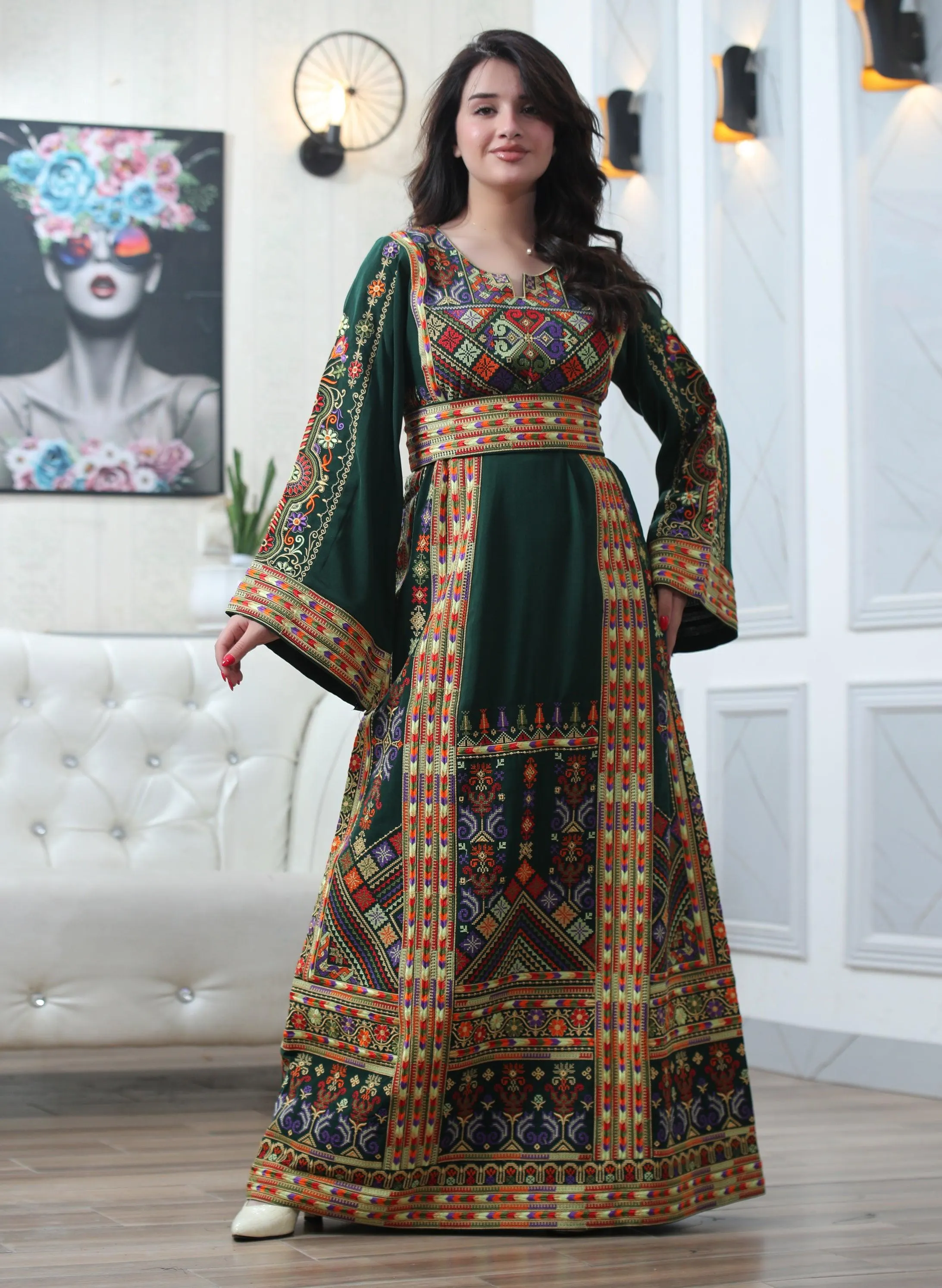 Embroidered Palestinian Thobe – Traditional Cultural Garment, Beam Of Haifa Style