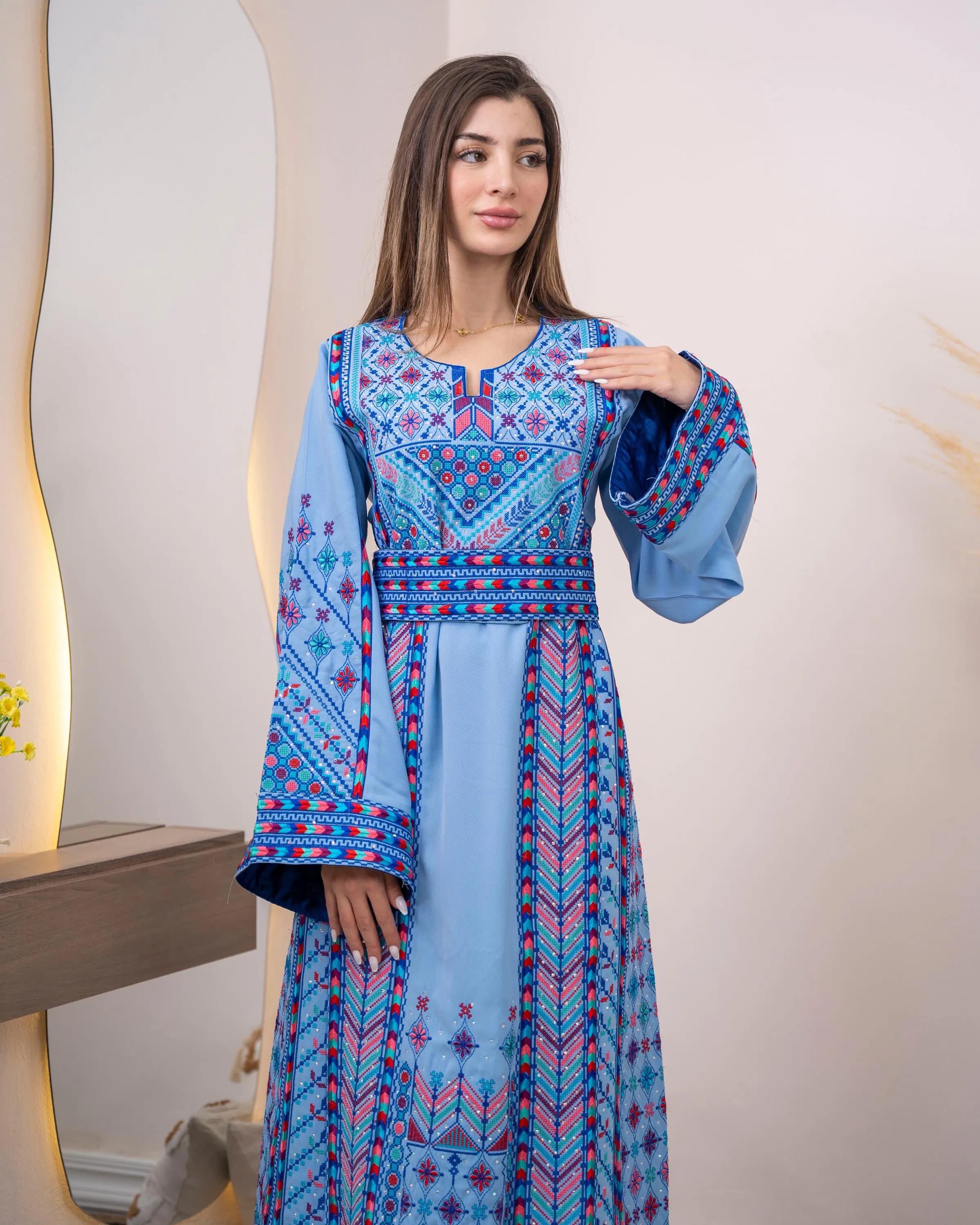 Beit Jala Glow2 - Embroidered Palestinian style Thobe Dress High Quality