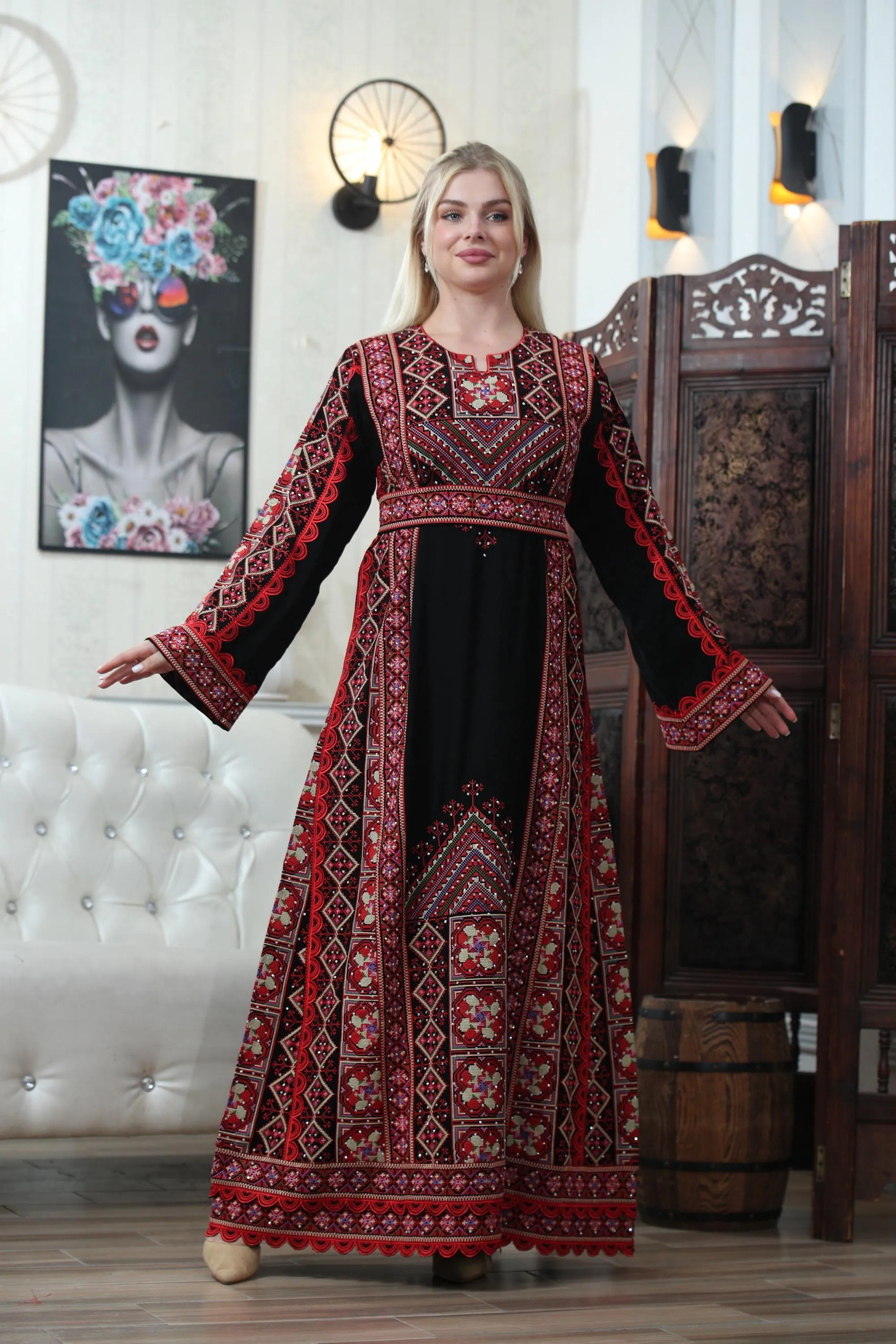 Traditional Embroidered Palestinian Thobe – Beam Of Hebron Cultural Garment