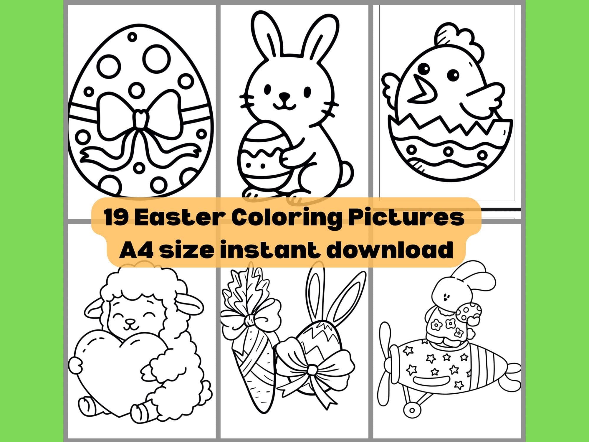 Easter Coloring Book for Kids – Bunny, Egg, Spring Designs (19 Page Printable PDF) - image 2