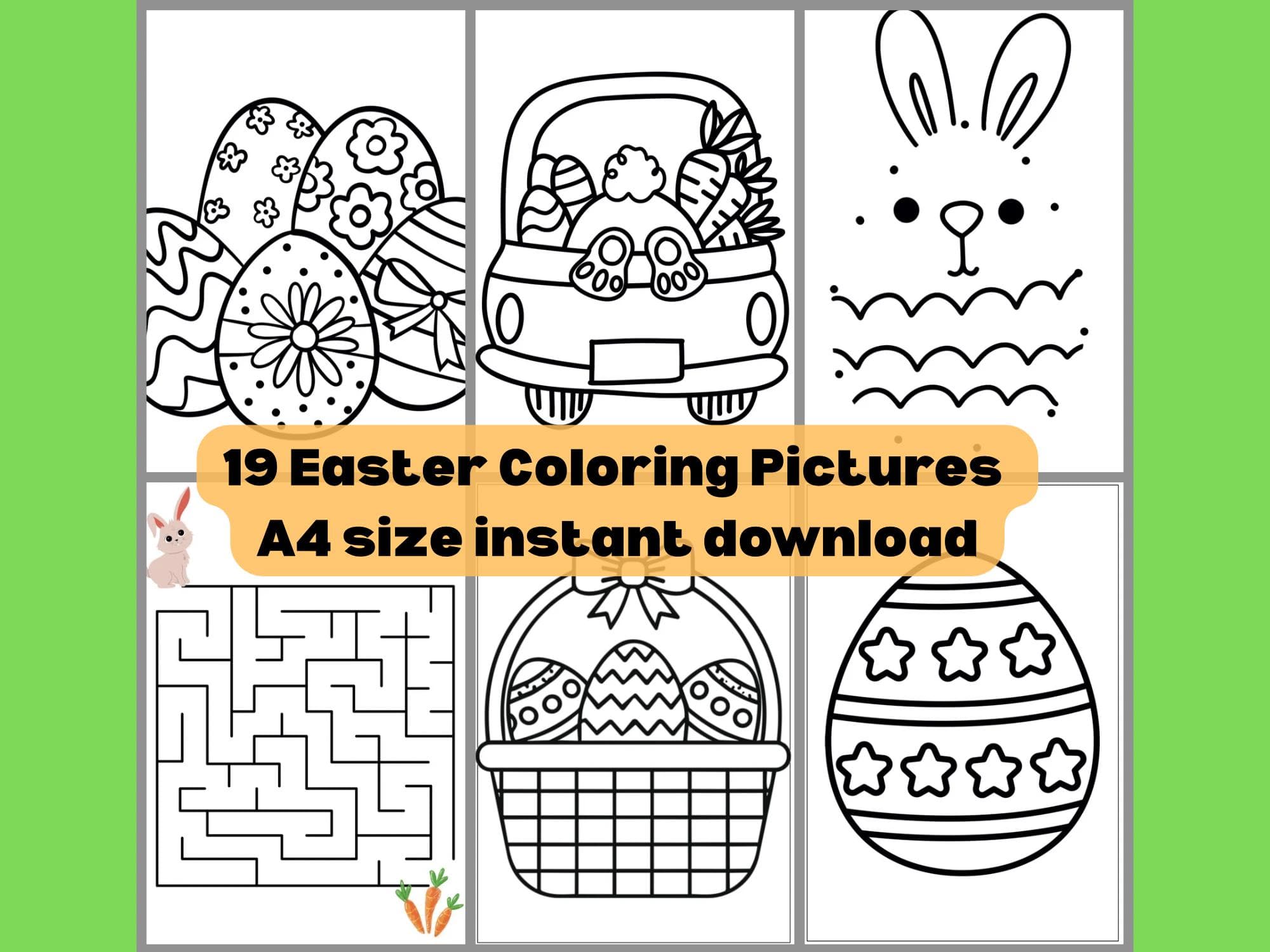 Easter Coloring Book for Kids – Bunny, Egg, Spring Designs (19 Page Printable PDF) - image 3
