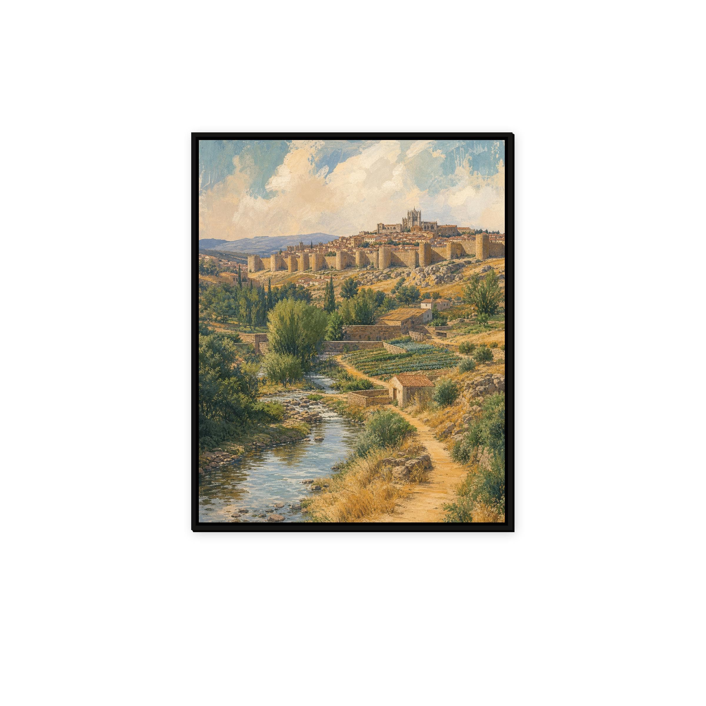 Avila Spain Landscape Framed Canvas, Walled City Art - image 3