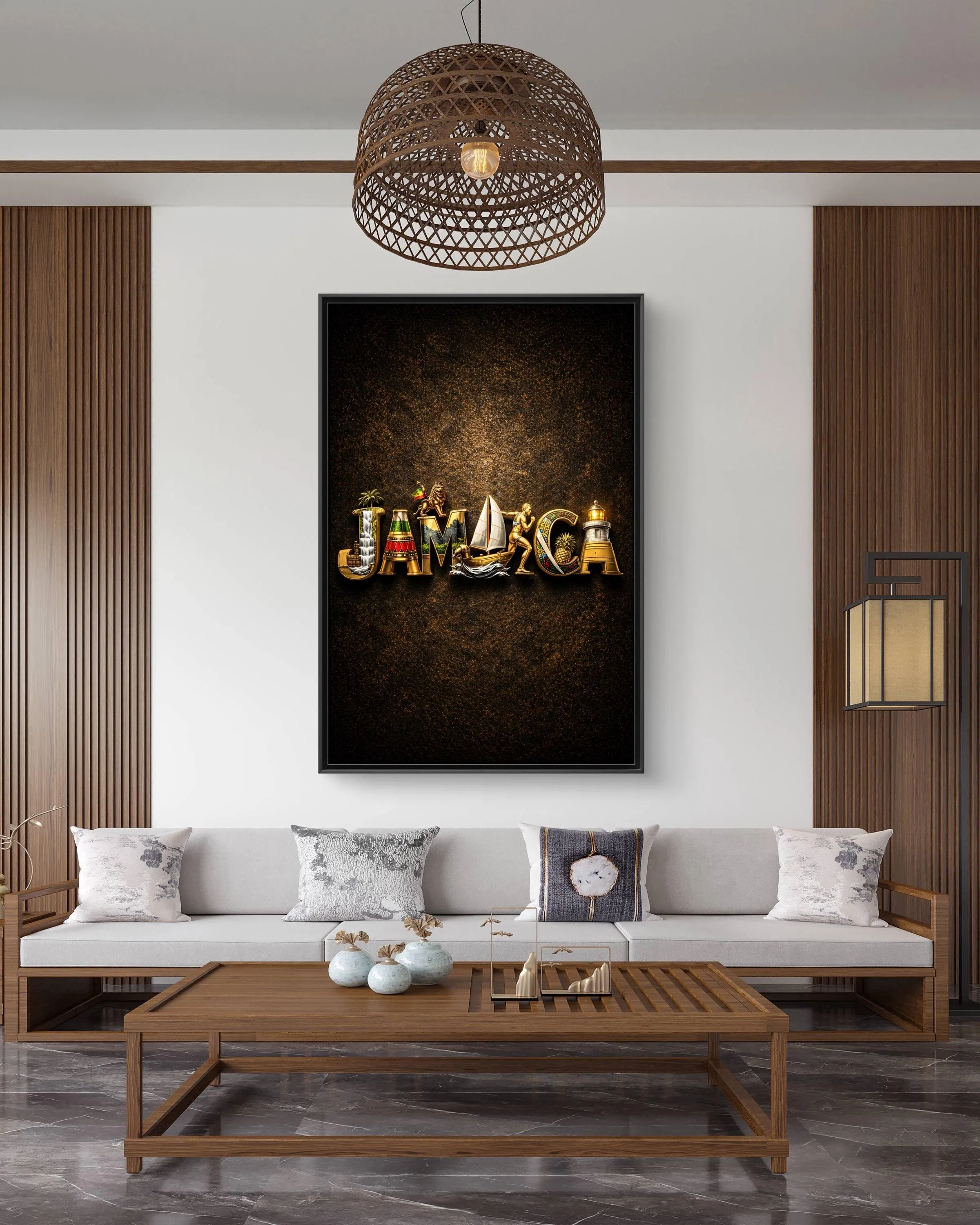 JAMAICA Typography Canvas Framed - image 3