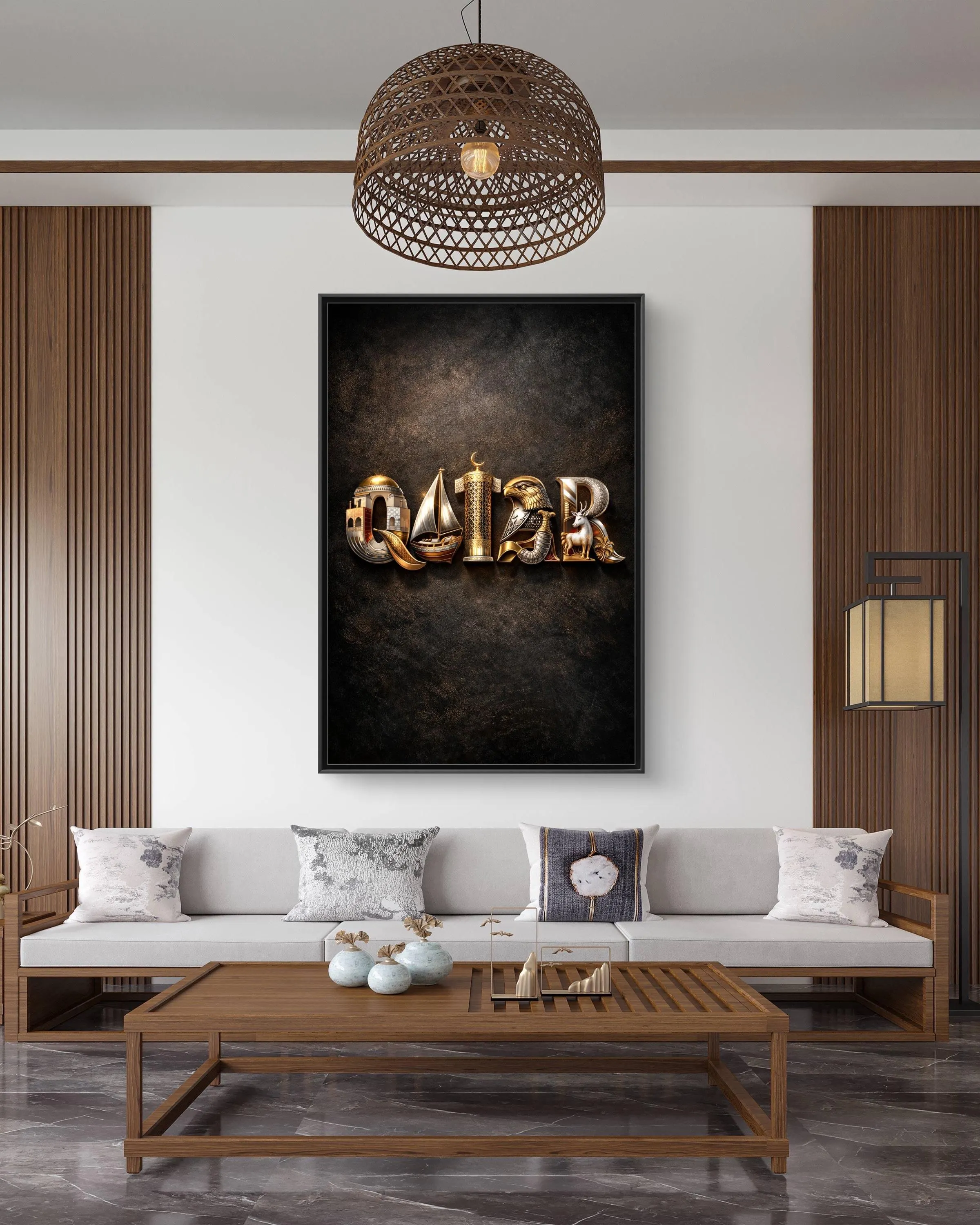 QATAR Pearls of the Gulf Canvas Framed - image 3
