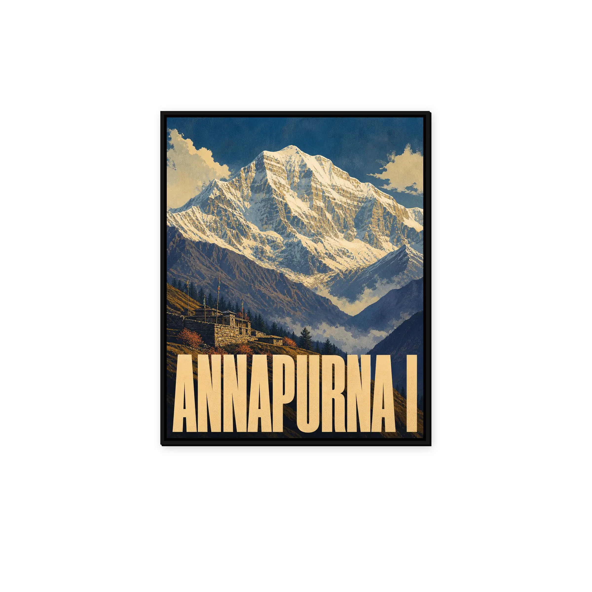Annapurna I Framed Canvas, Nepal Mountain Travel Poster - image 3