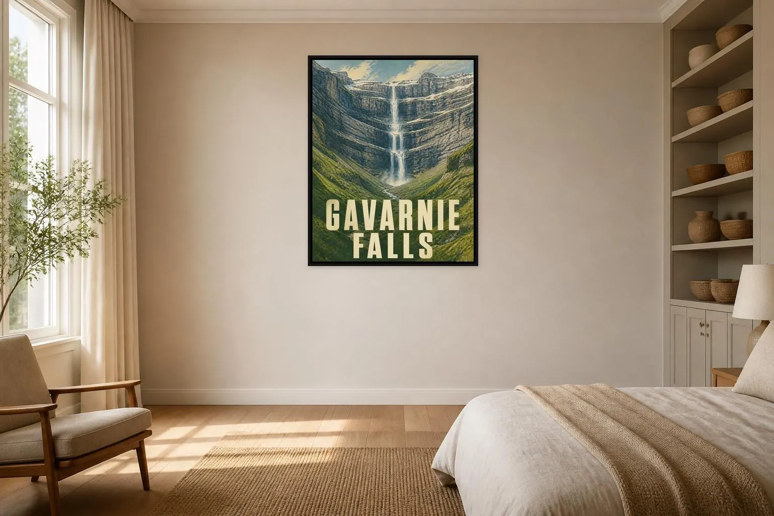 Gavarnie Falls Travel Poster Framed Canvas, Pyrenees Waterfall Art - image 5