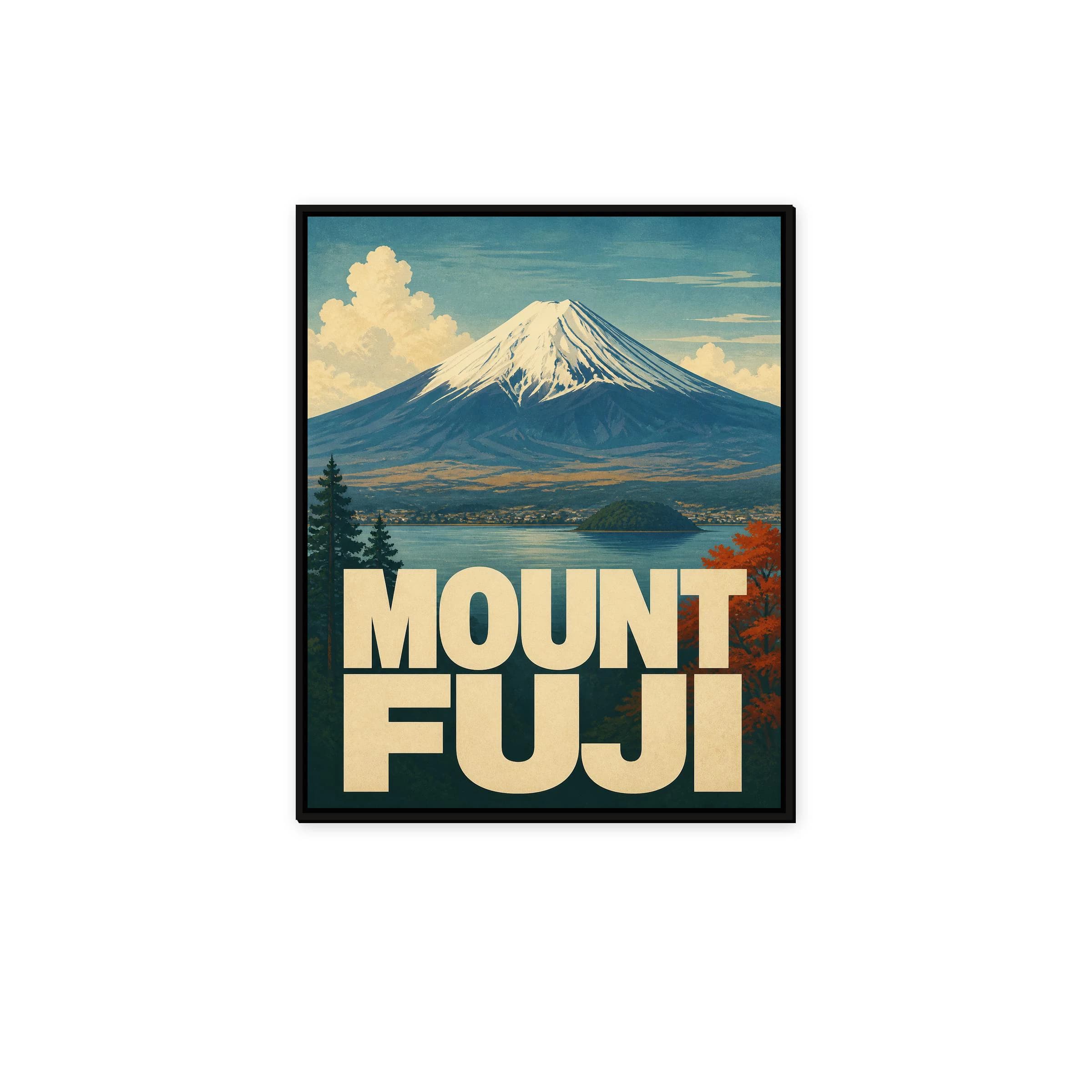 Mount Fuji Framed Canvas, Japan Mountain Travel Poster - image 3