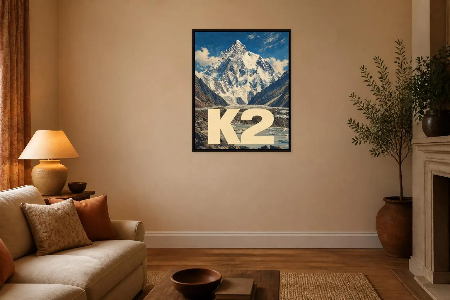 K2 Mountain Travel Poster Framed Canvas, Karakoram Peak Art - image 4