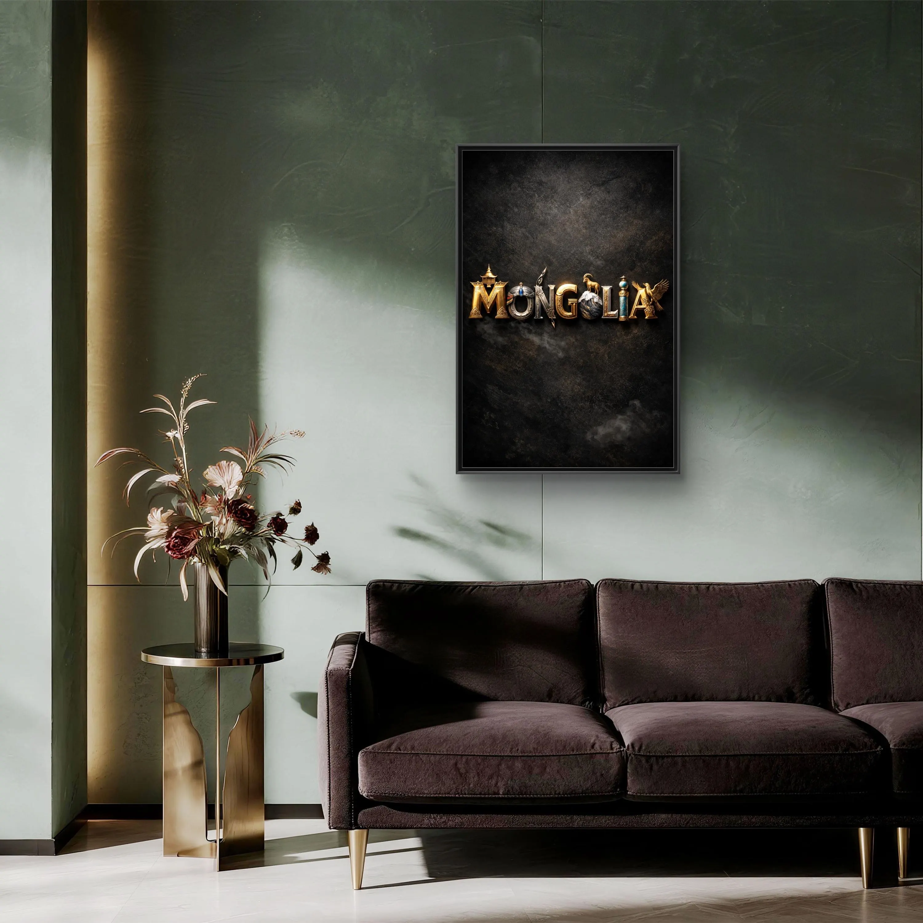 Mongolia Letter Art Canvas Framed - image 5