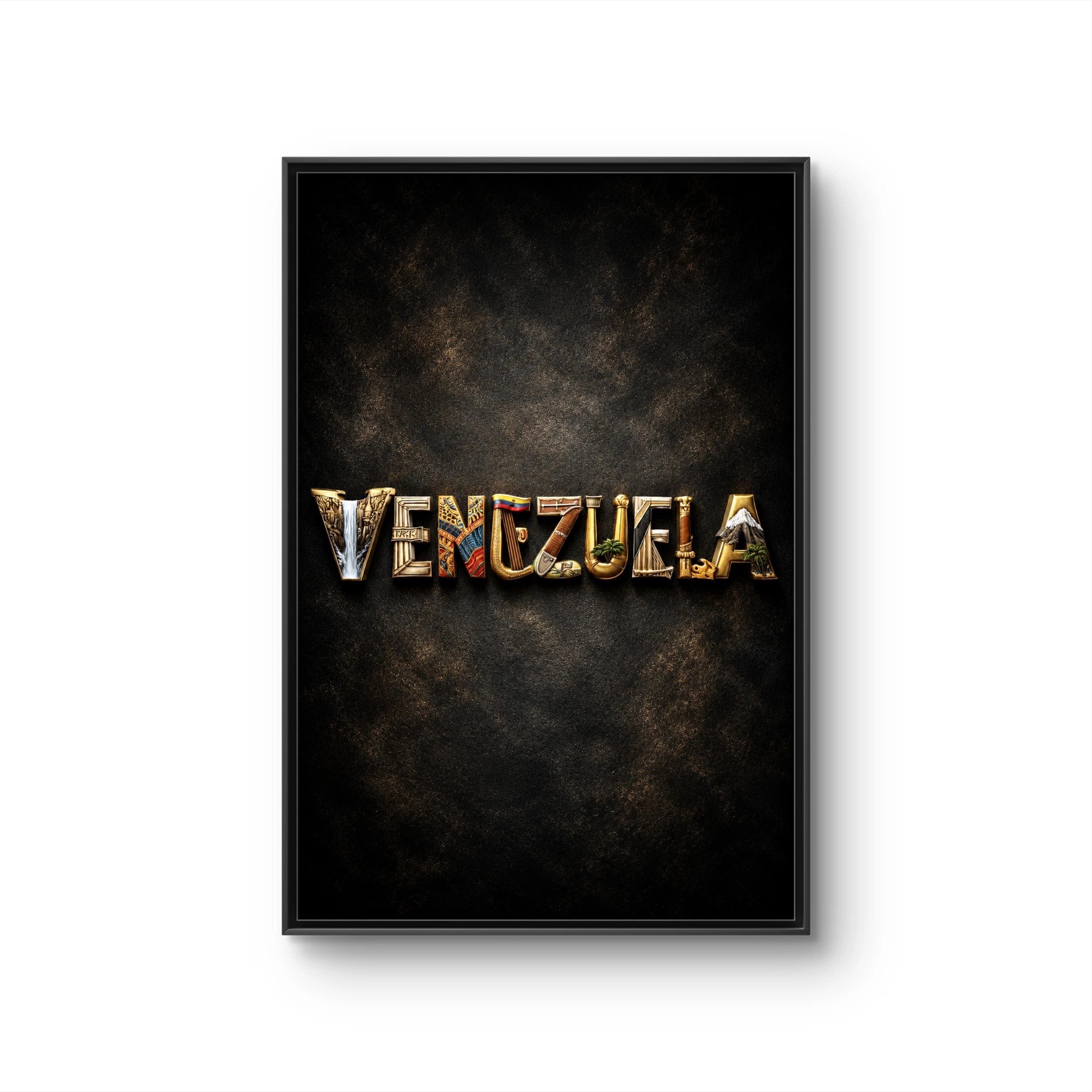 Venezuela Typography Wall Art Canvas Framed
