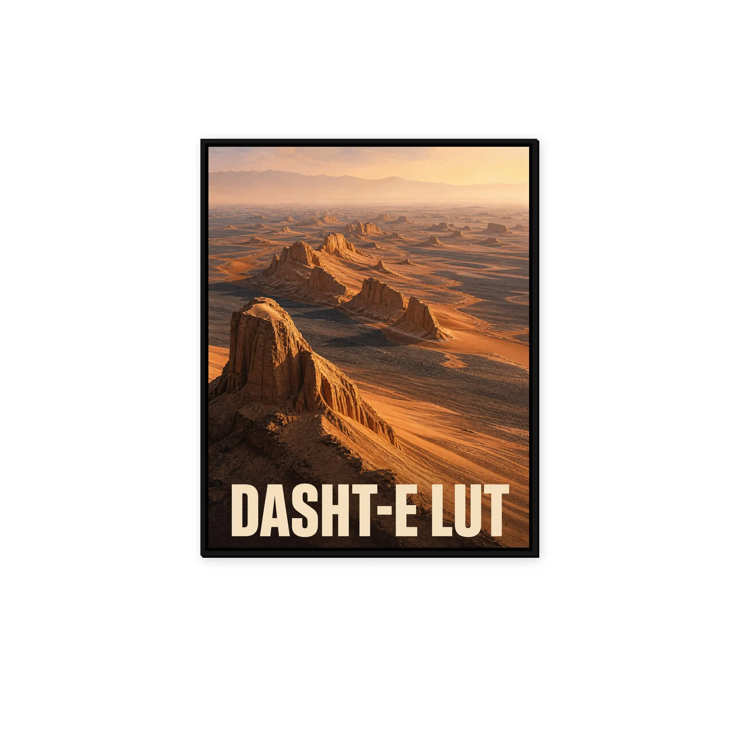 Dasht e Lut Desert Travel Poster Framed Canvas, Iran Landscape Art - image 3